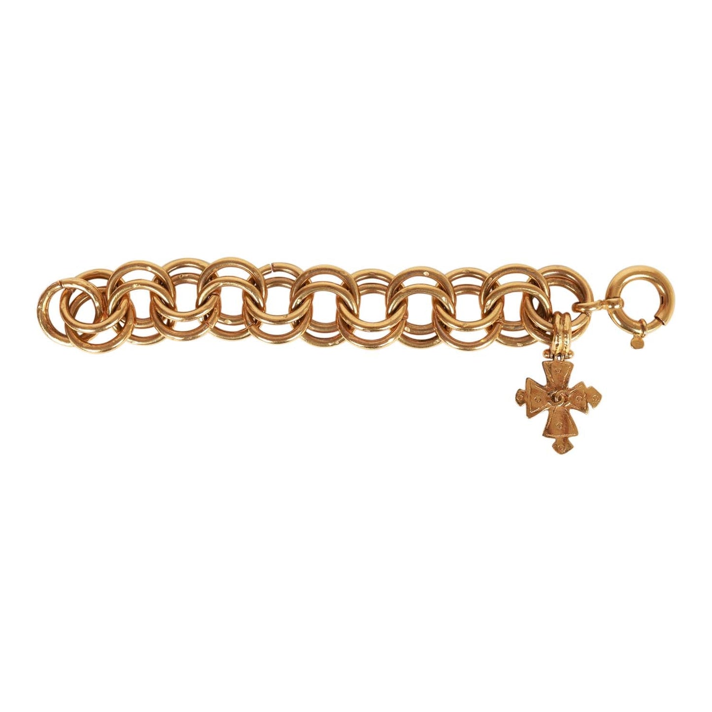 Vintage Chanel Gold Cocomark Cross Link Bracelet