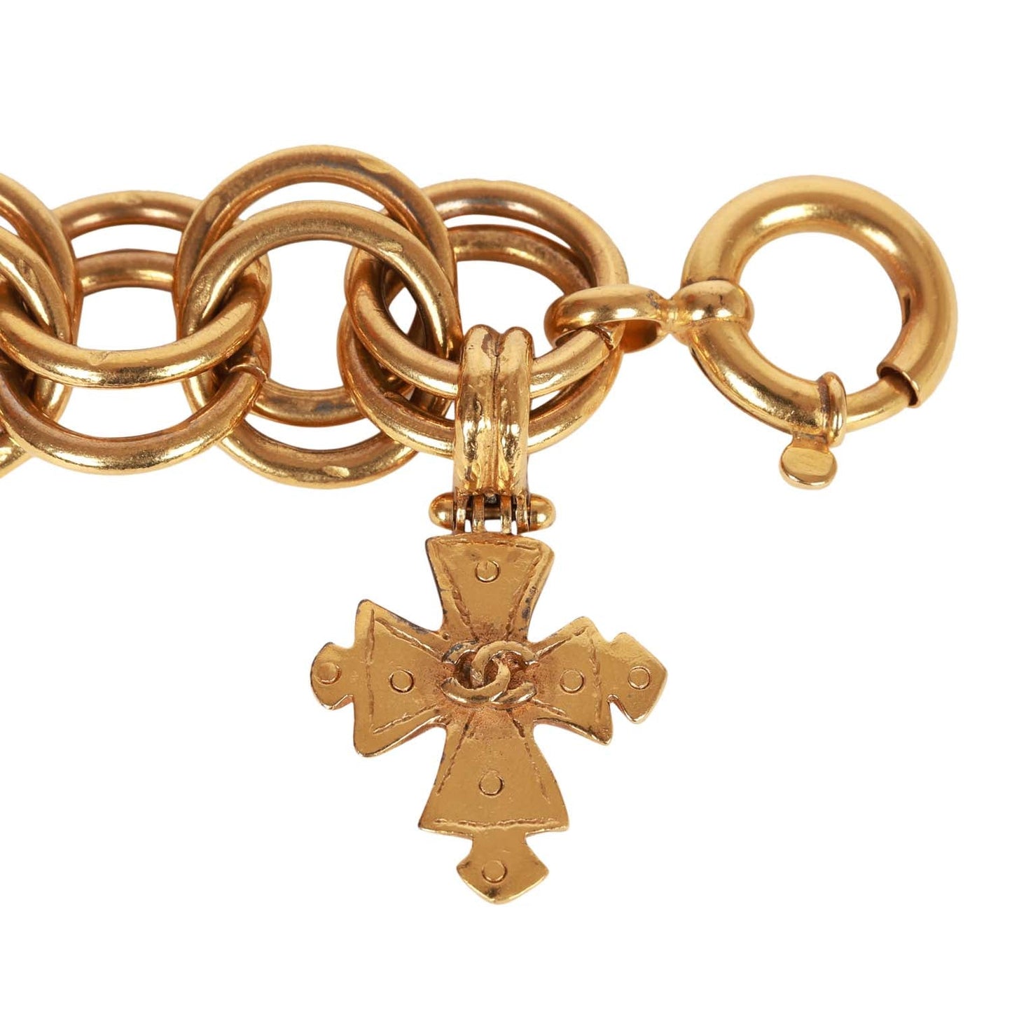 Vintage Chanel Gold Cocomark Cross Link Bracelet