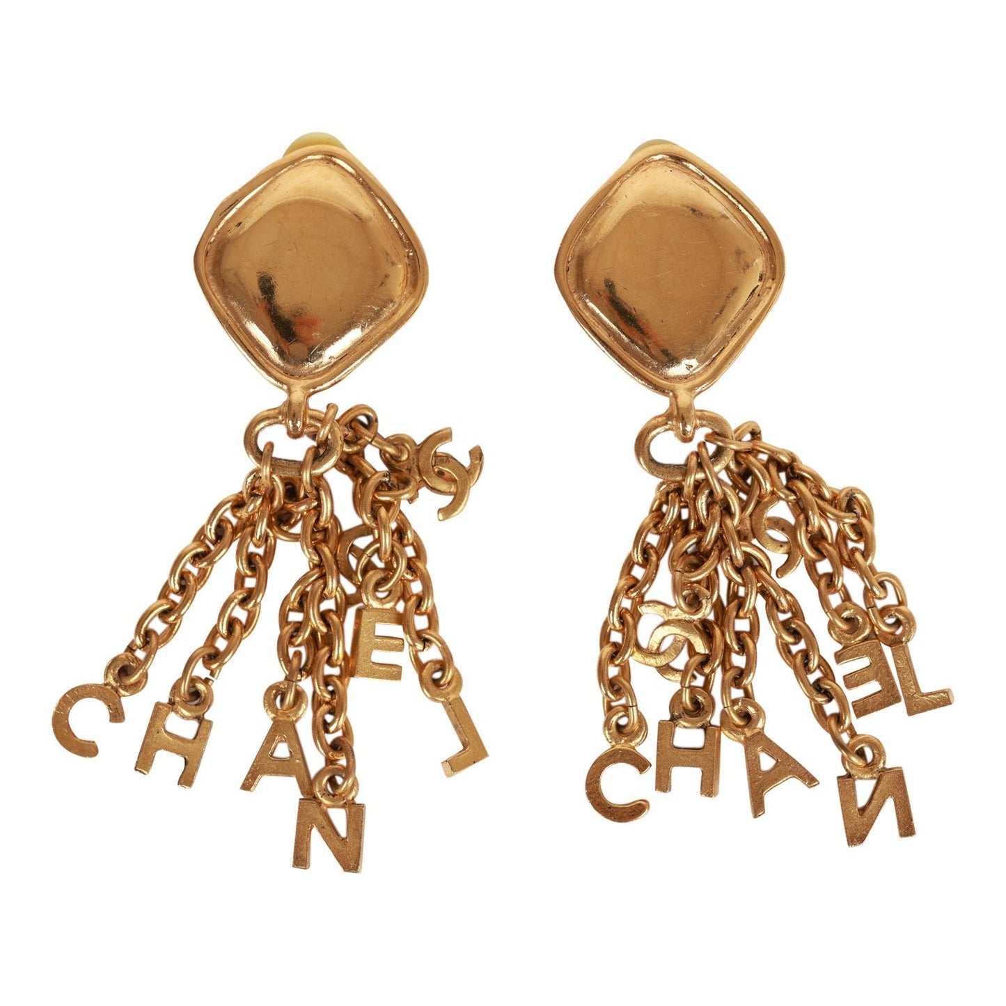 Vintage Chanel Gold Fringe Dangle Earrings