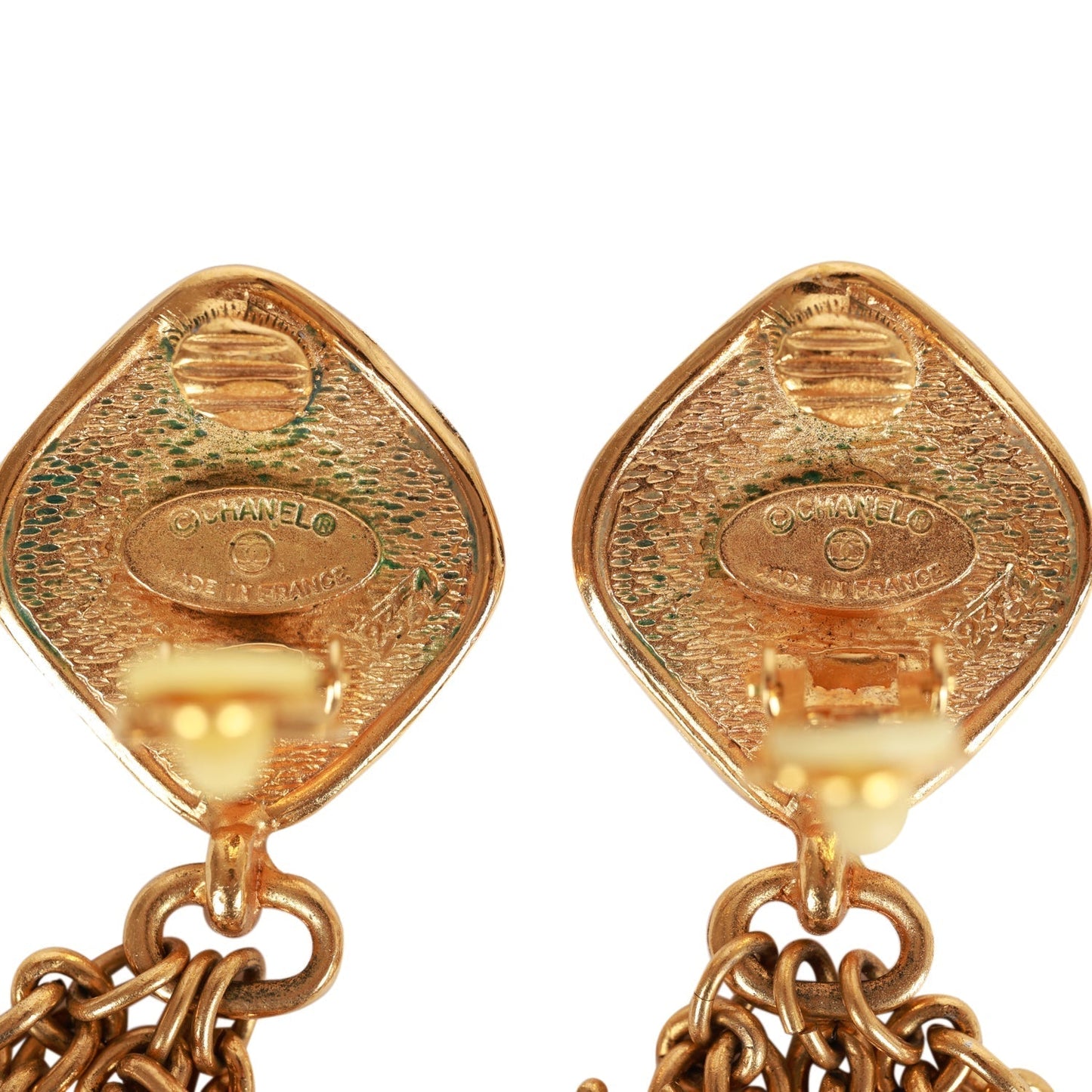 Vintage Chanel Gold Fringe Dangle Earrings