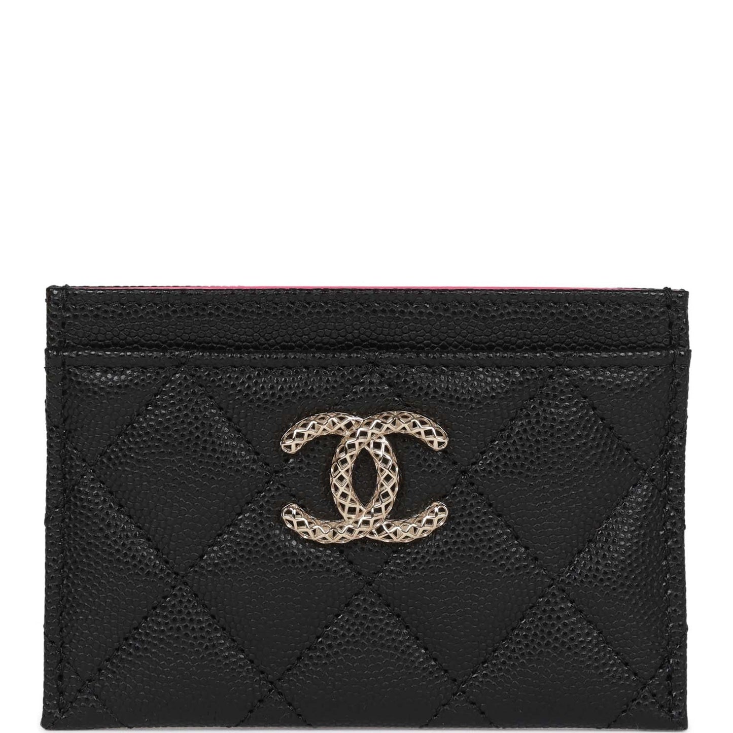 Chanel Card Holder Wallet Black Caviar Light Gold Hardware