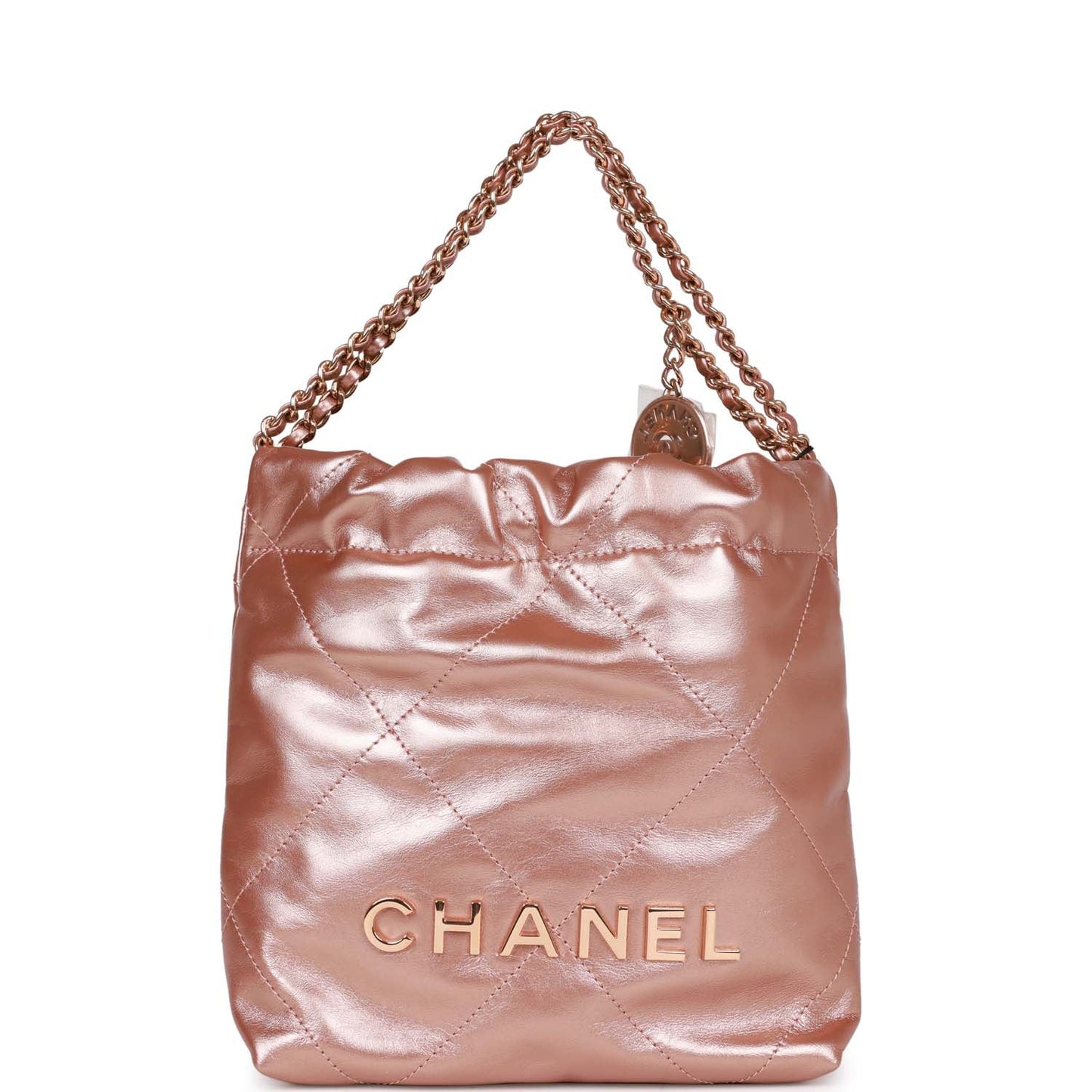 Chanel Mini 22 Bag Rose Gold Iridescent Calfskin Rose Gold Hardware