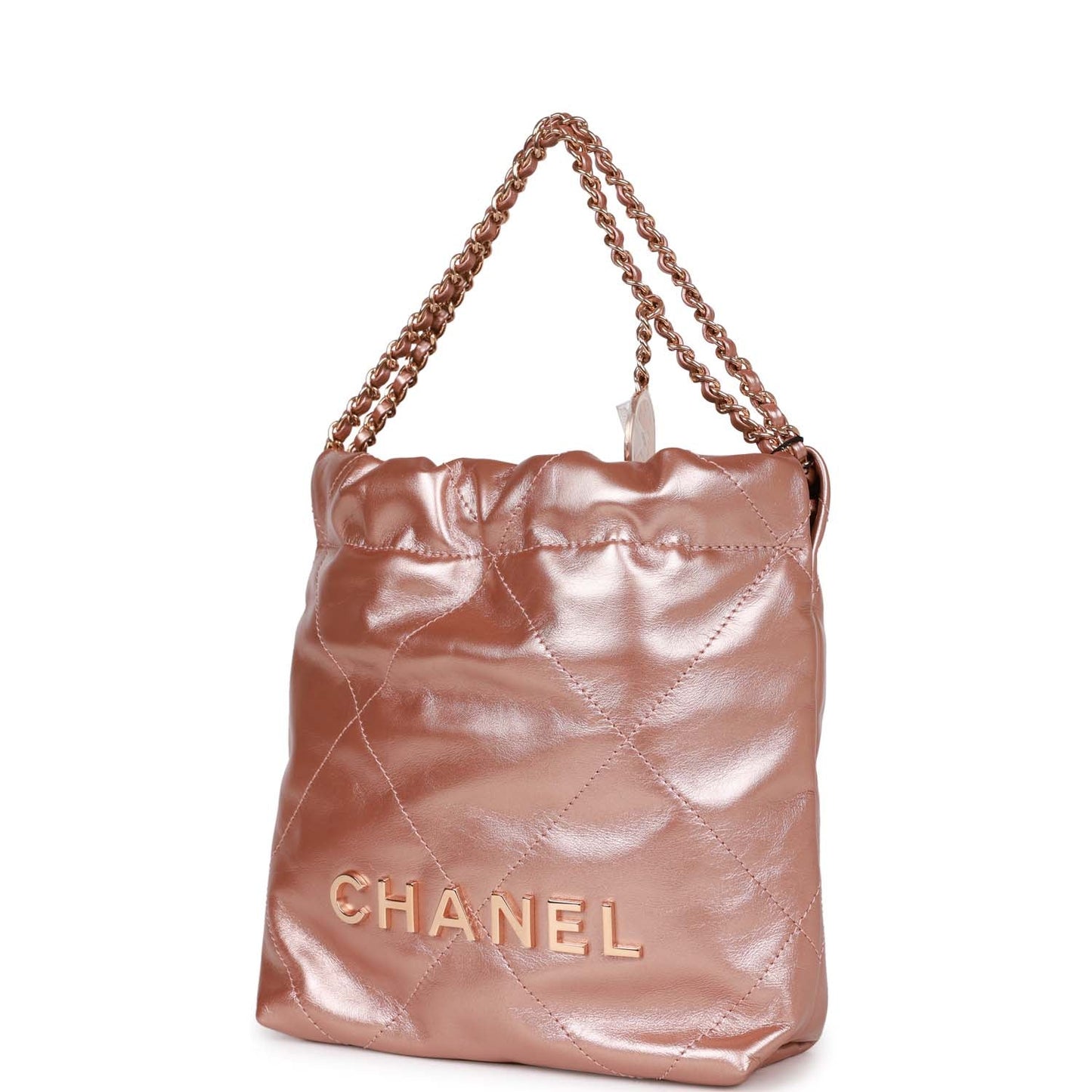 Chanel Mini 22 Bag Rose Gold Iridescent Calfskin Rose Gold Hardware