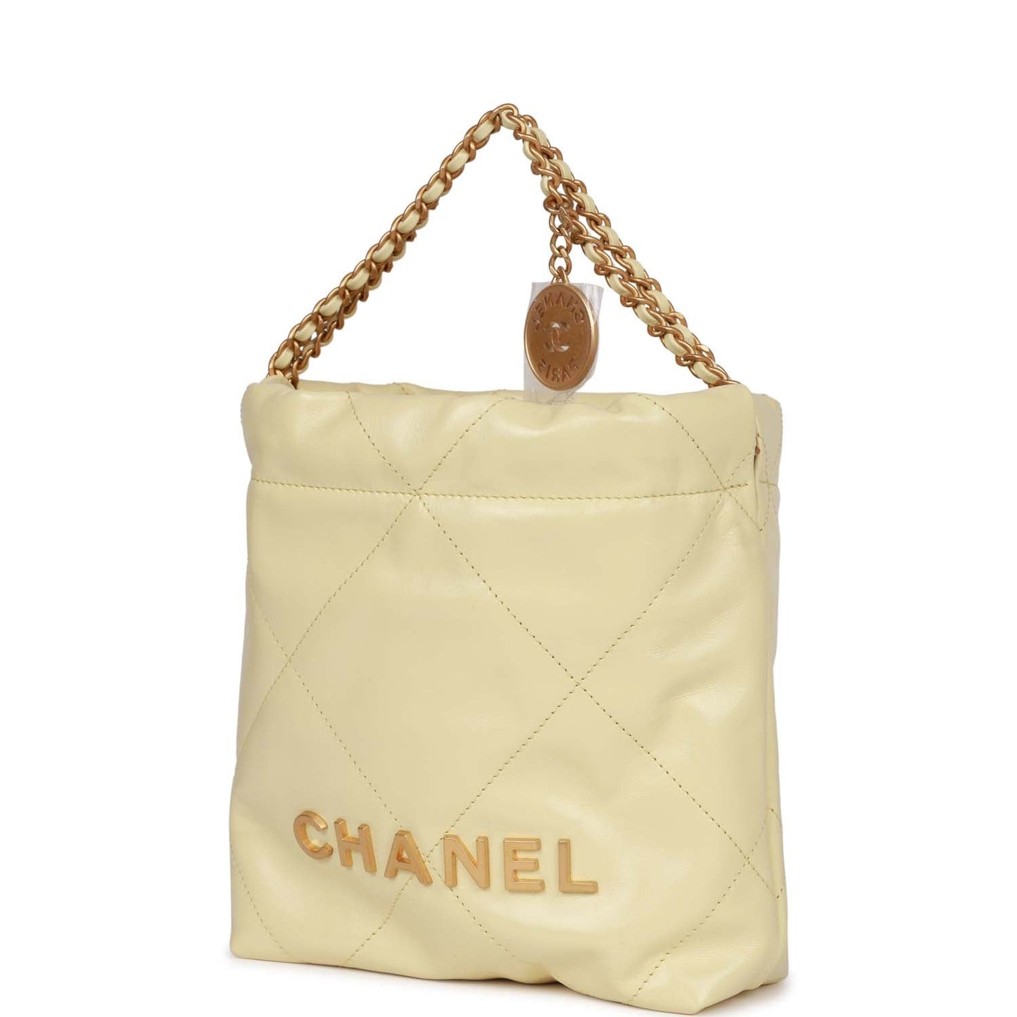 Chanel Mini 22 Bag Yellow Calfskin Gold Hardware