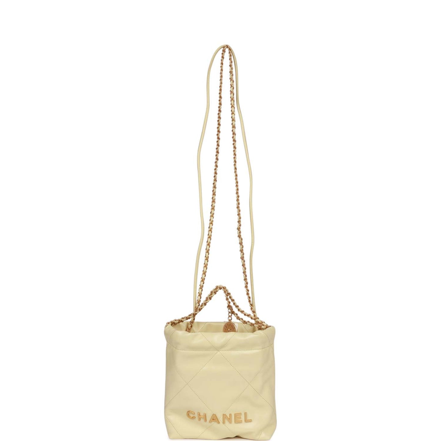 Chanel Mini 22 Bag Yellow Calfskin Gold Hardware