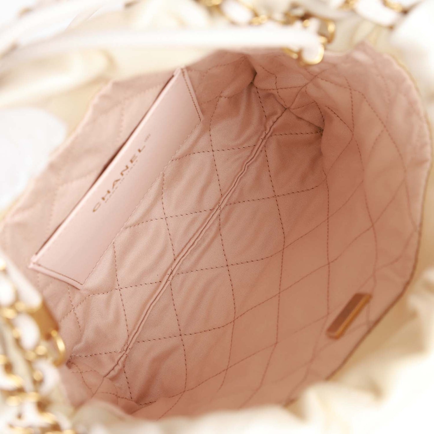 Chanel Mini 22 Bag Champagne Iridescent Calfskin Gold Hardware