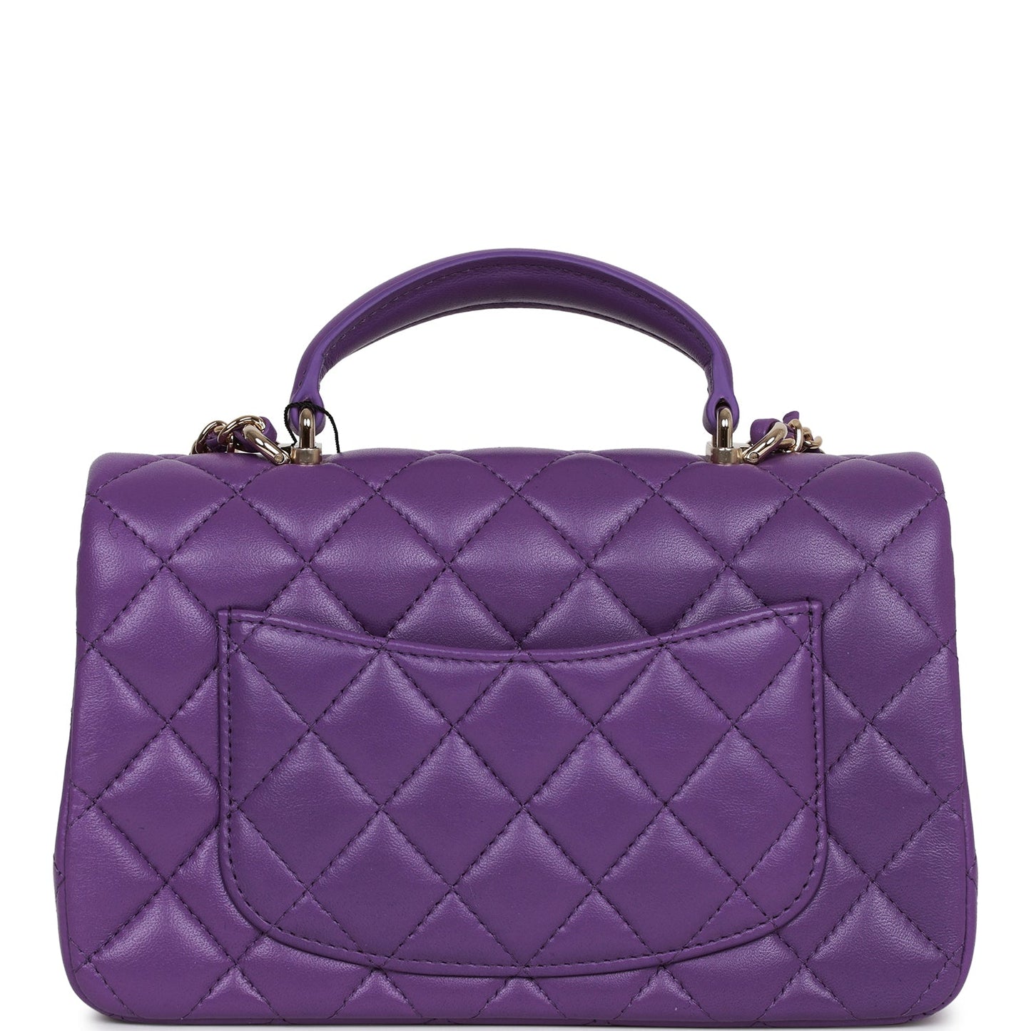 Chanel Mini Rectangular Flap with Top Handle Purple Lambskin Light Gold Hardware