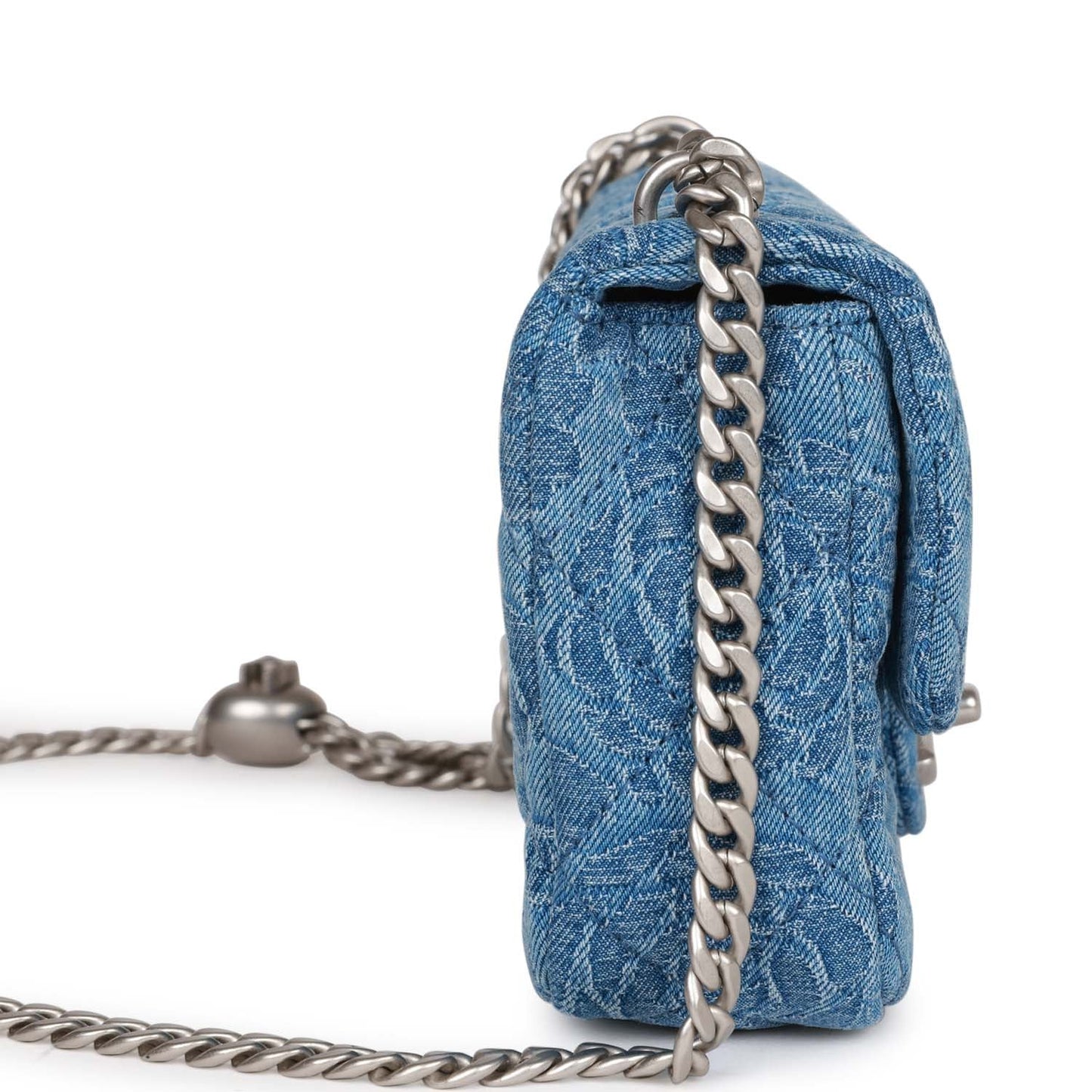 Chanel Mini Sweetheart Crush Flap Blue Camellia Denim Silver Hardware