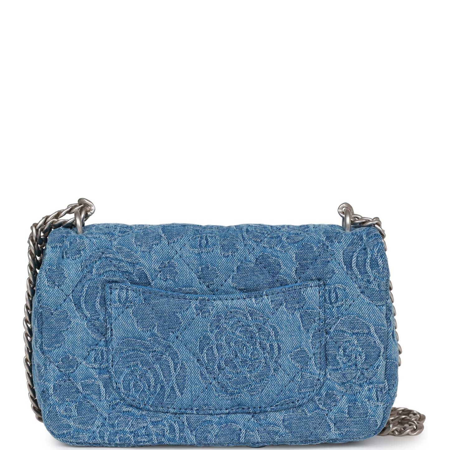 Chanel Mini Sweetheart Crush Flap Blue Camellia Denim Silver Hardware