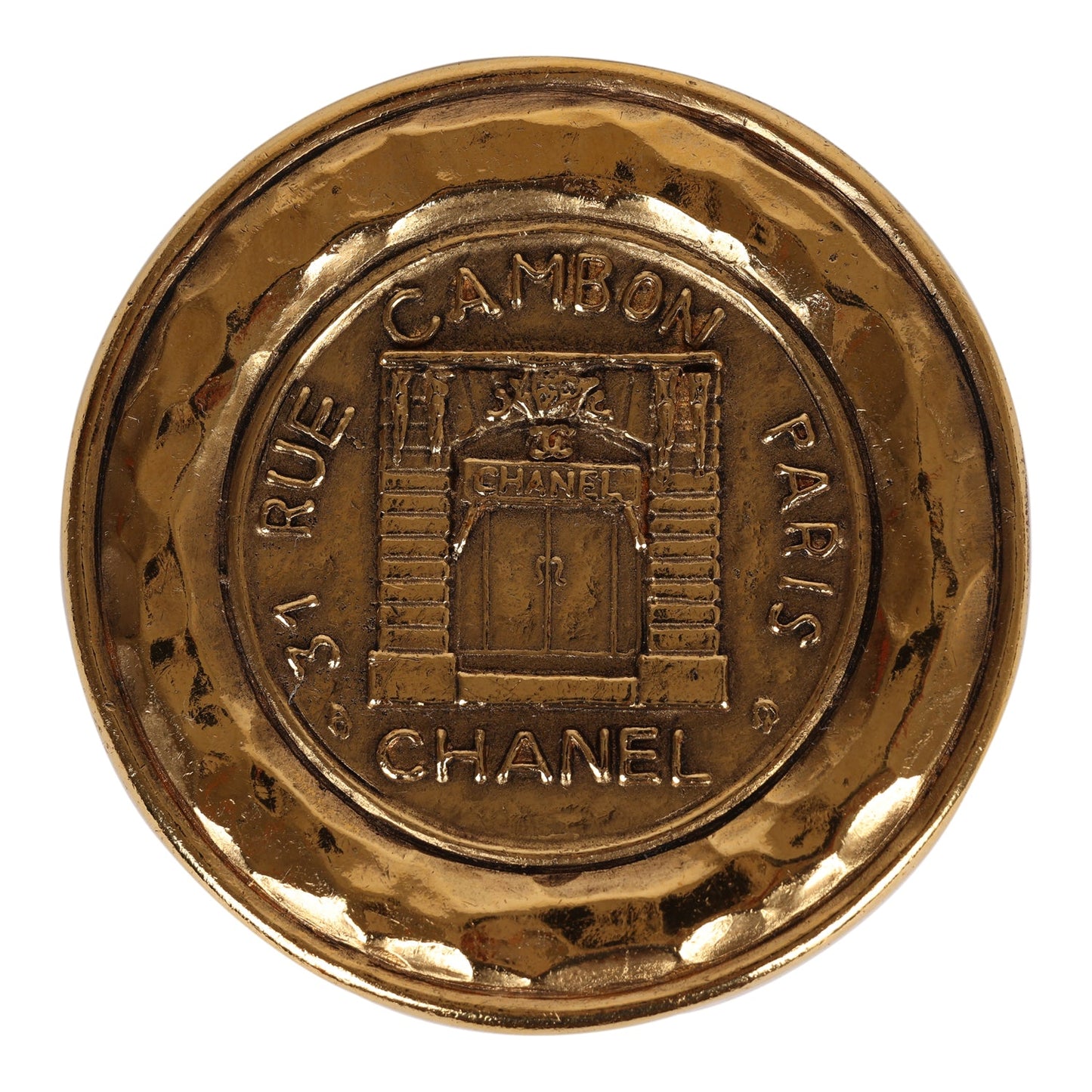 Vintage Chanel Rue Cambon Brooch Gold Metal