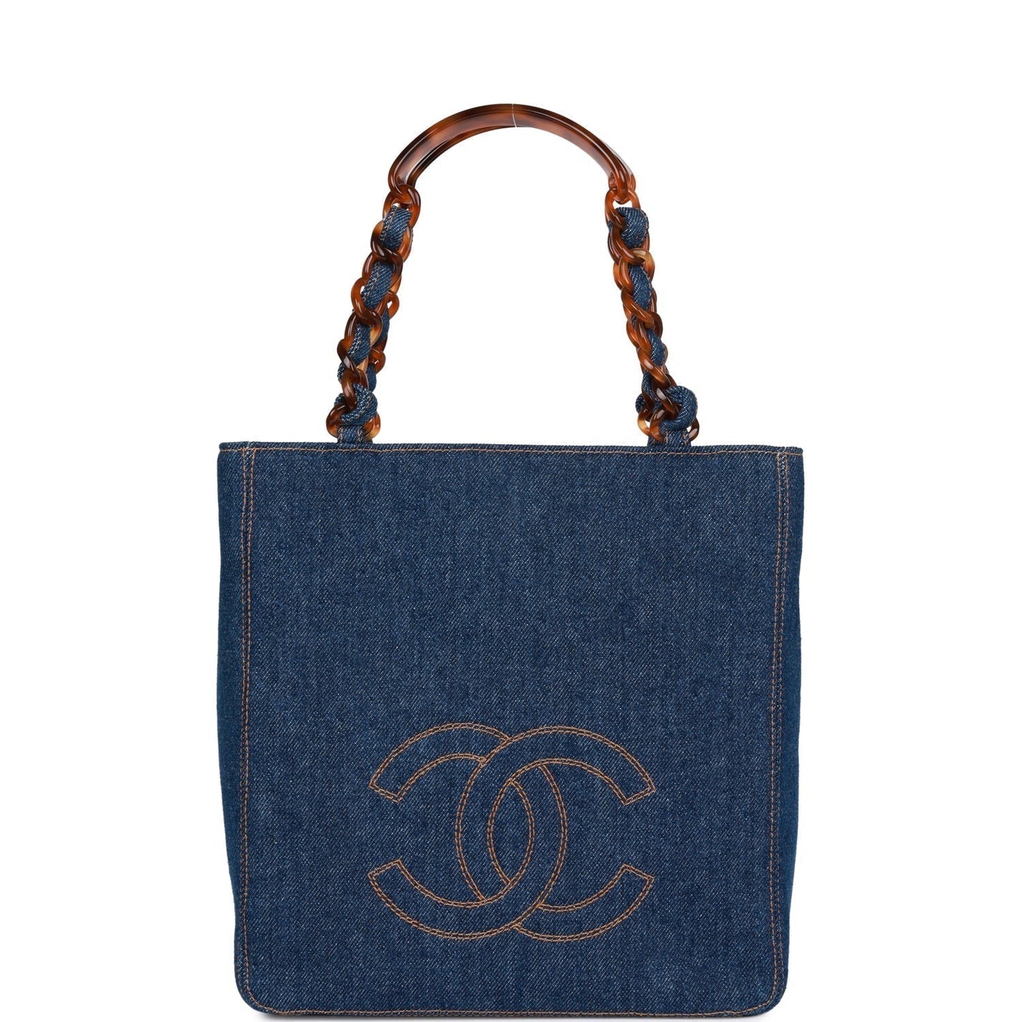 Vintage Chanel CC Denim Tote Bag