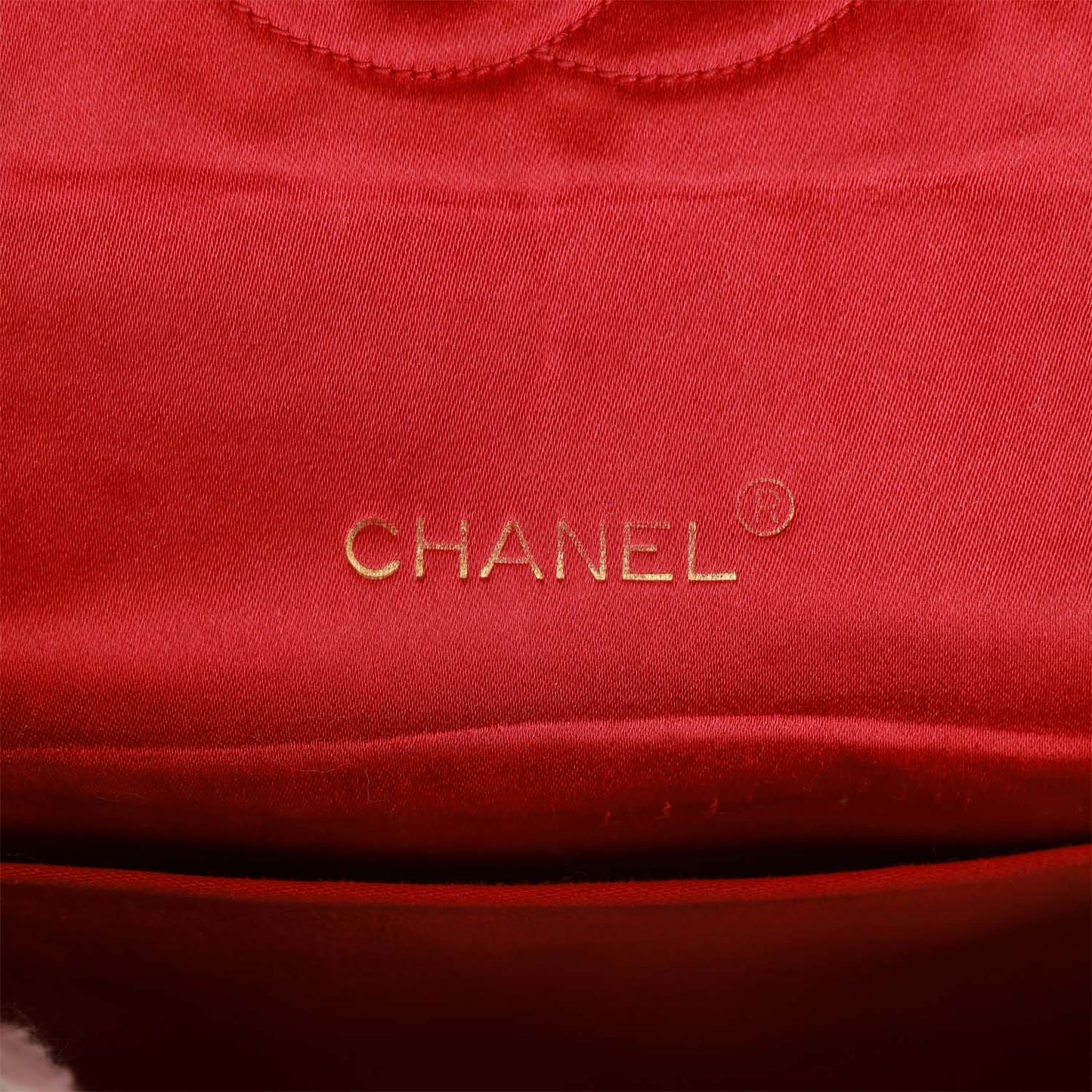 Vintage Chanel Flap Bag Red Satin Gold Hardware