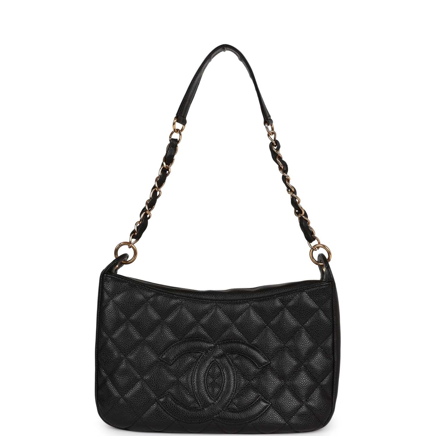 Vintage Chanel Timeless CC Shoulder Bag Black Caviar Gold Hardware