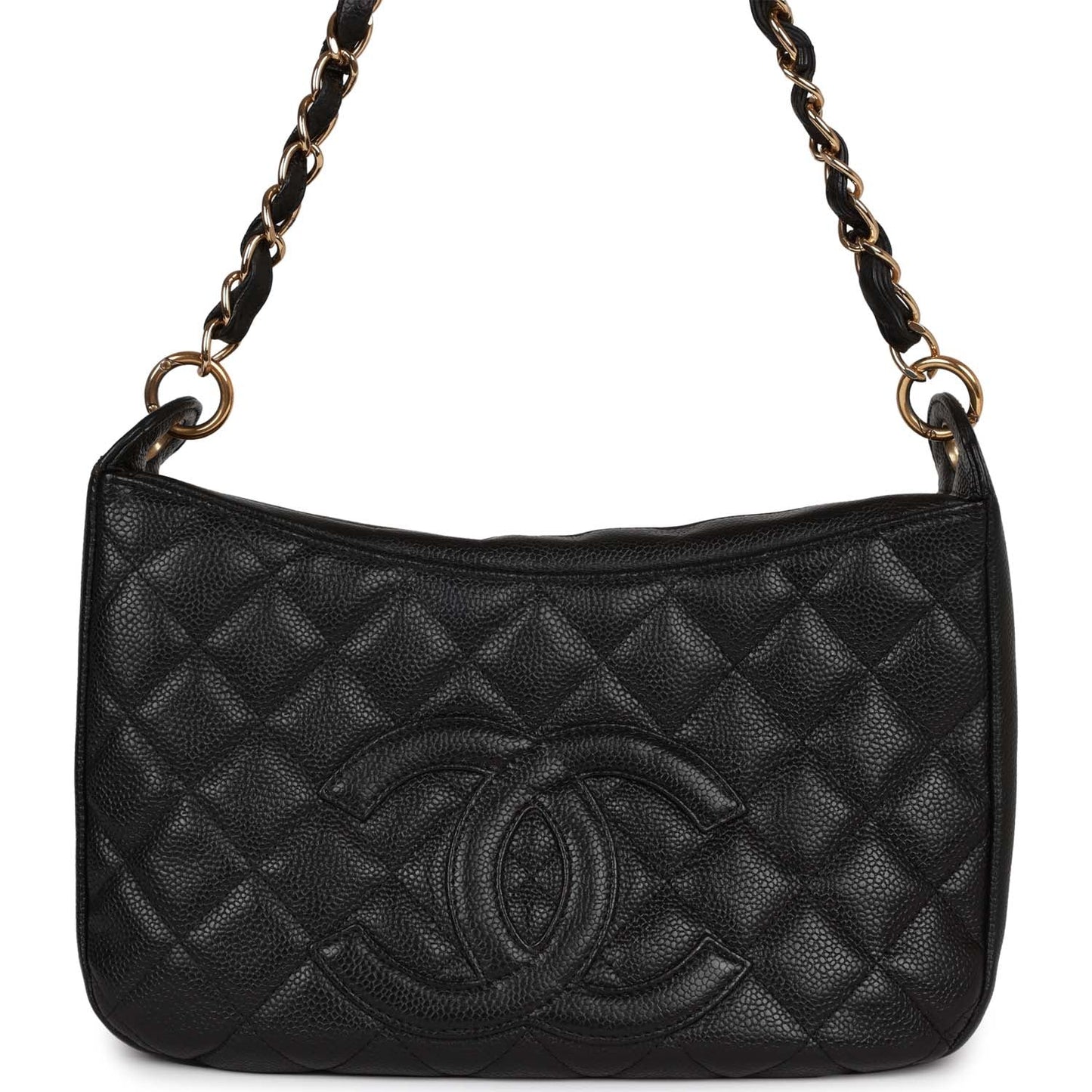 Vintage Chanel Timeless CC Shoulder Bag Black Caviar Gold Hardware