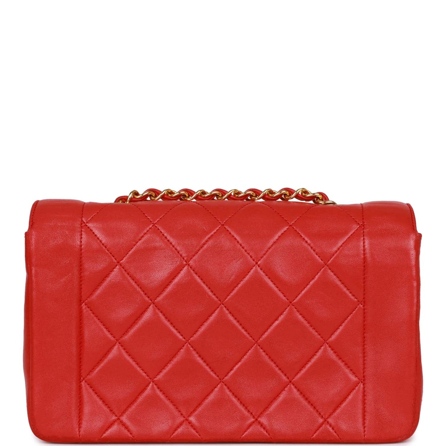 Vintage Chanel Small Diana Flap Bag Red Lambskin Gold Hardware