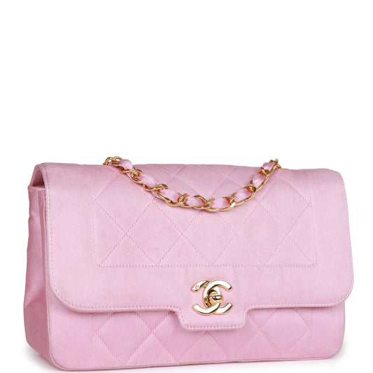 Vintage Chanel Small Flap Bag Pink Satin Gold Hardware