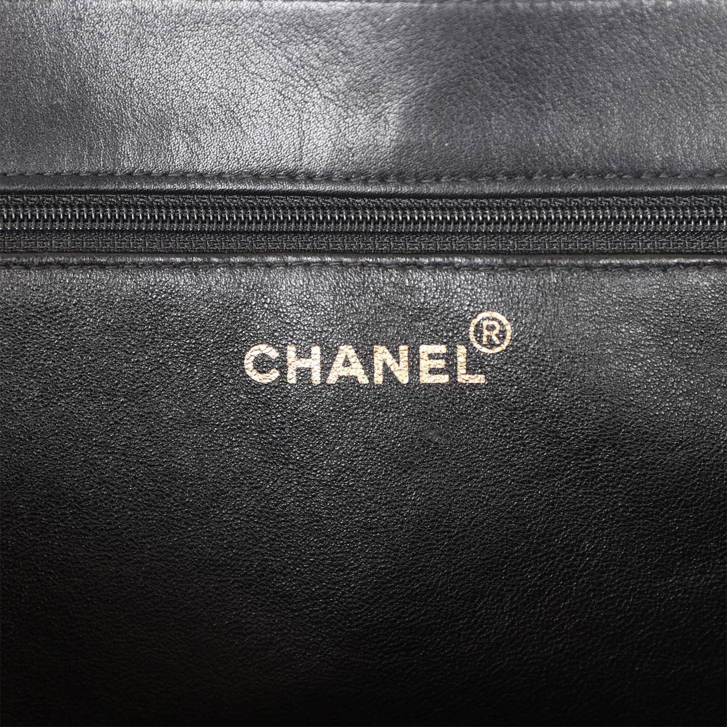 Vintage Chanel CC Chain Shopping Tote Bag Black Lambskin Gold Hardware