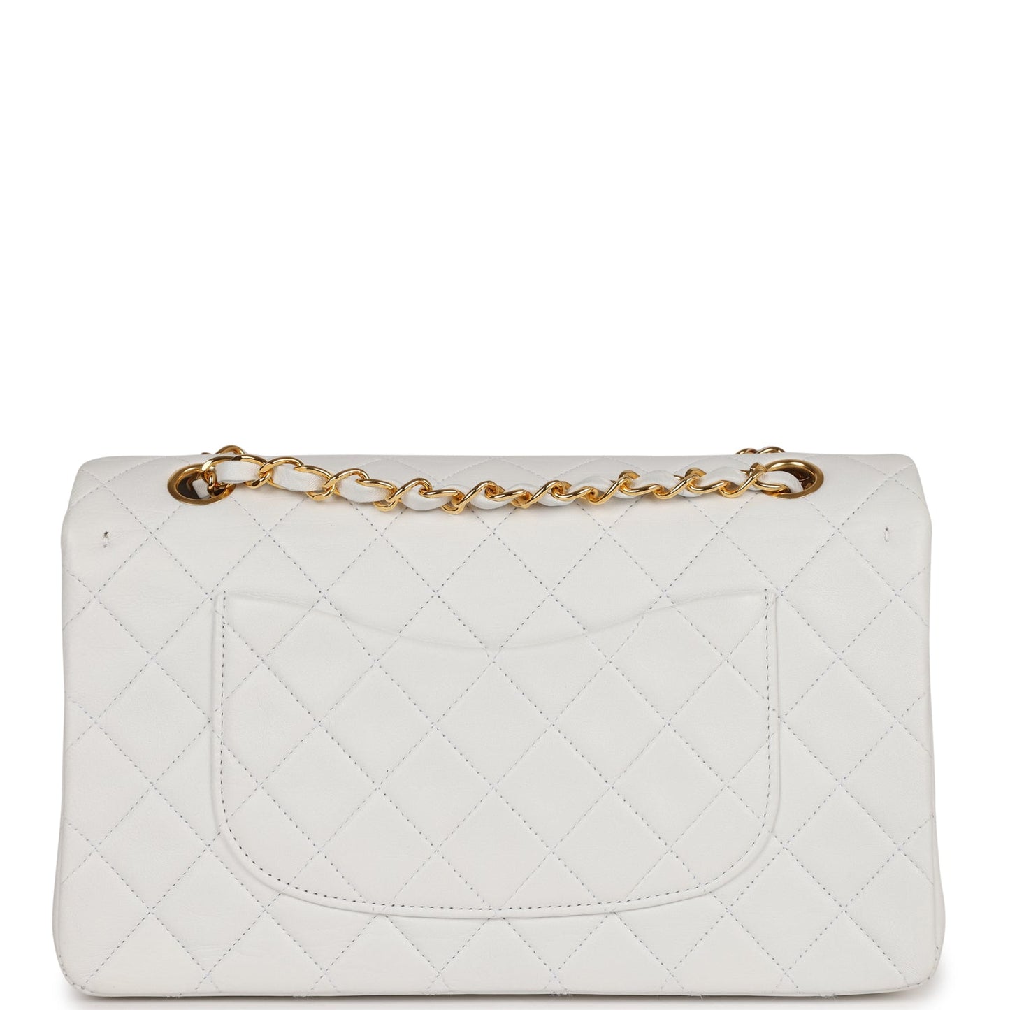 Vintage Chanel Medium Classic Double Flap Bag White Lambskin Gold Hardware