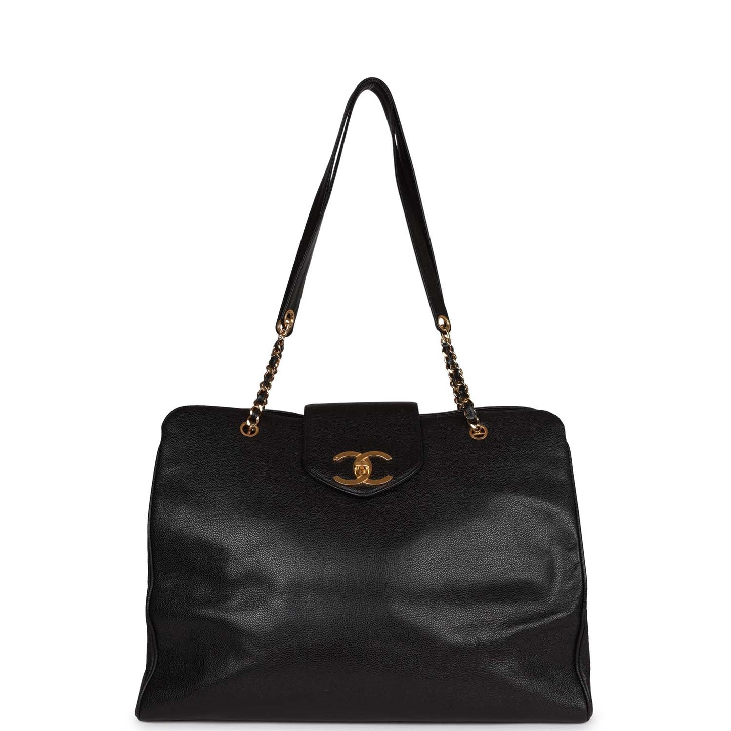 Vintage Chanel Supermodel Tote Black Caviar Gold Hardware