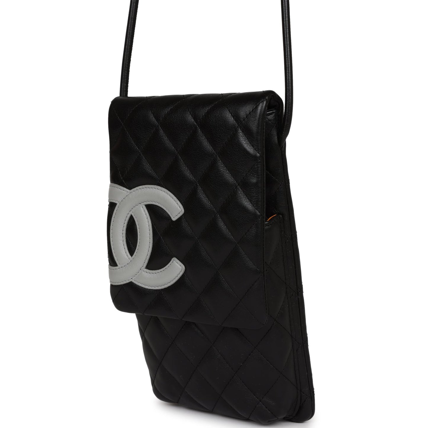 Vintage Chanel Cambon Messenger Crossbody Black and Grey Calfskin Silver Hardware