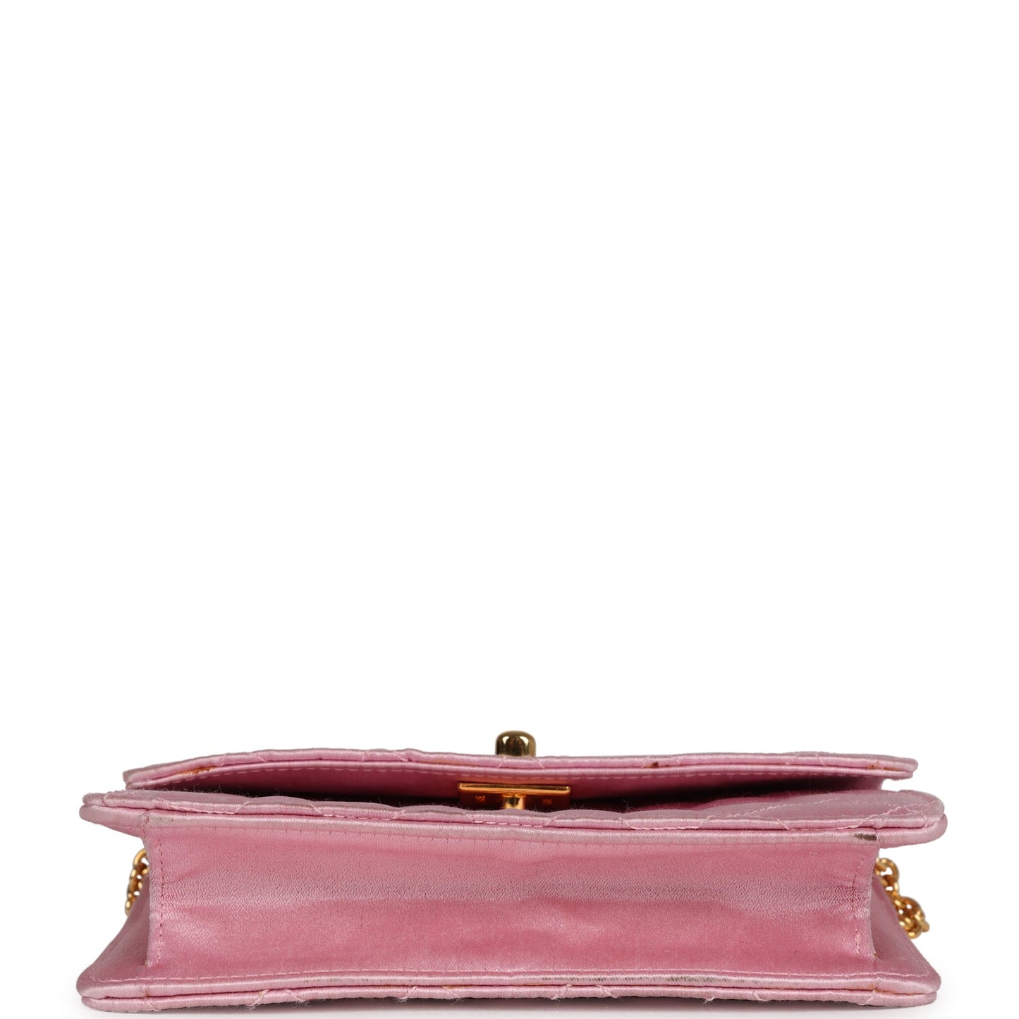 Vintage Chanel Mini Straight Flap Bag Pink Satin Gold Hardware