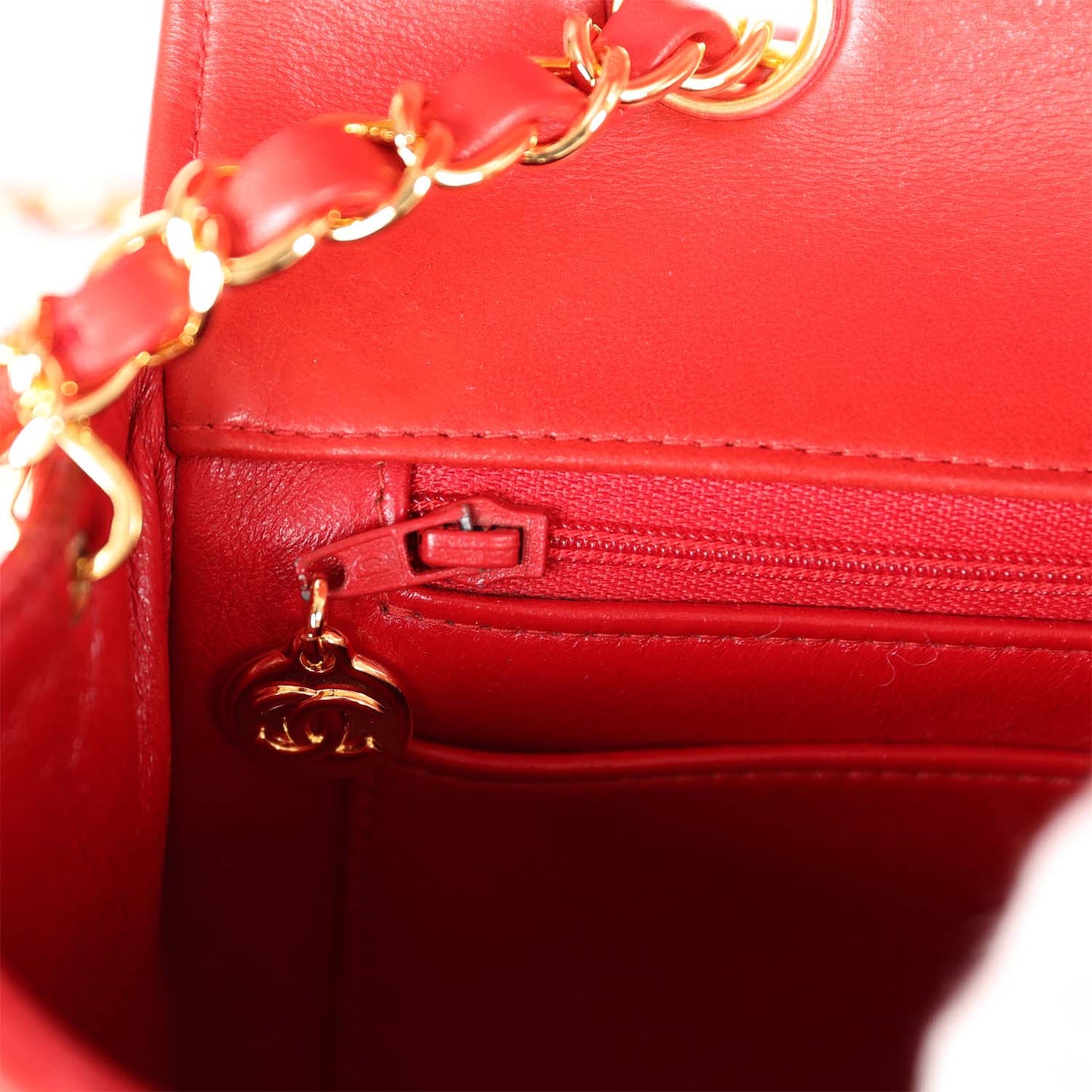 Vintage Chanel Medium Diana Flap Bag Red Lambskin Gold Hardware