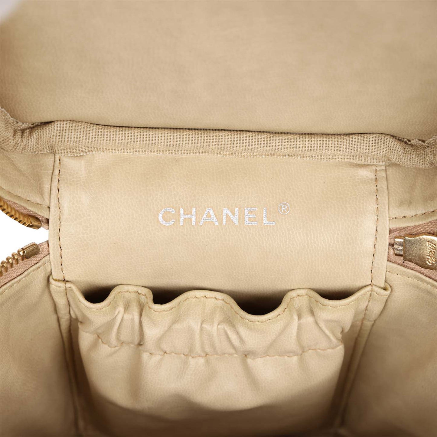 Vintage Chanel Vanity Dark Beige Caviar Gold Hardware