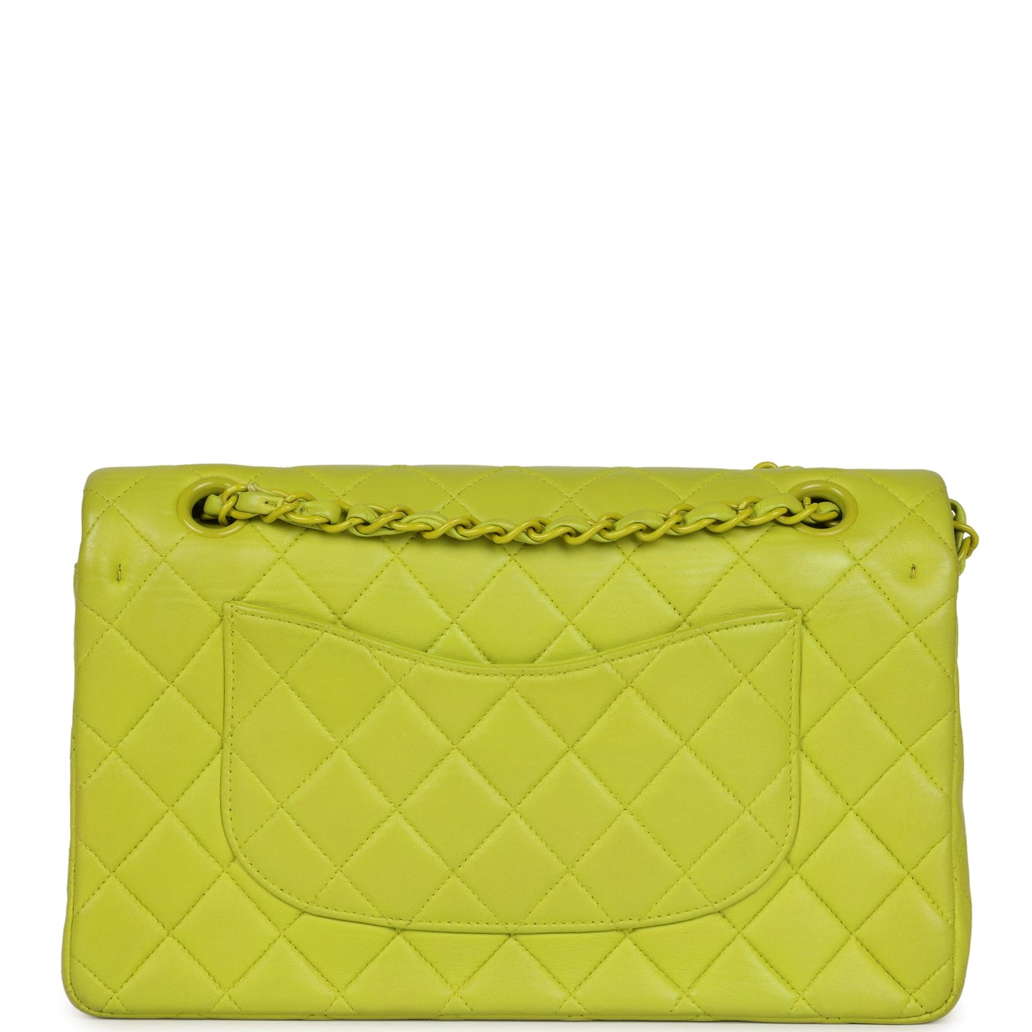 Vintage Chanel Medium Classic Double Flap Lime Green Lambskin Green Hardware