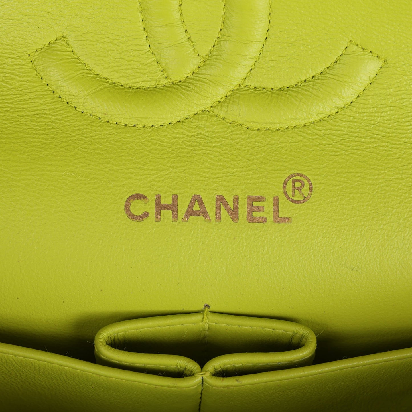 Vintage Chanel Medium Classic Double Flap Lime Green Lambskin Green Hardware