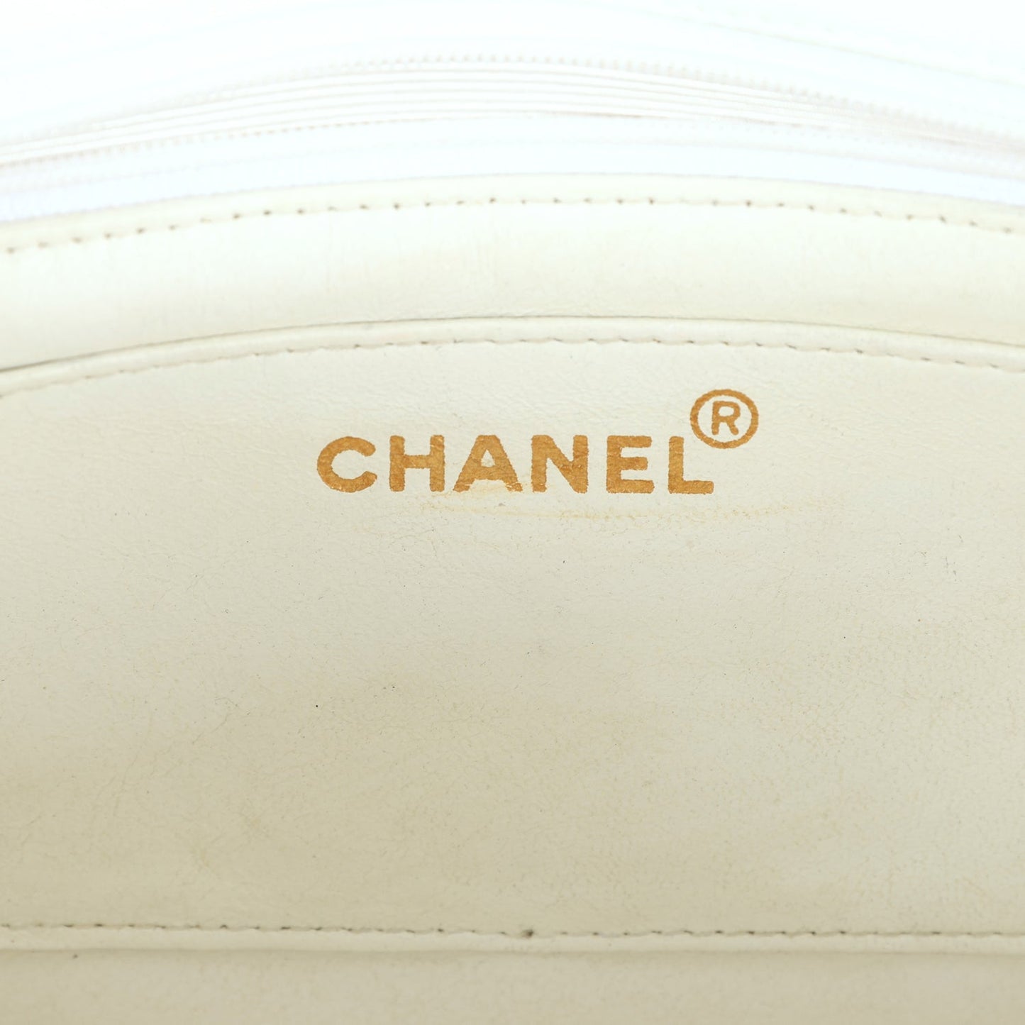 Vintage Chanel Small Mademoiselle Flap White and Navy Lambskin Gold Hardware