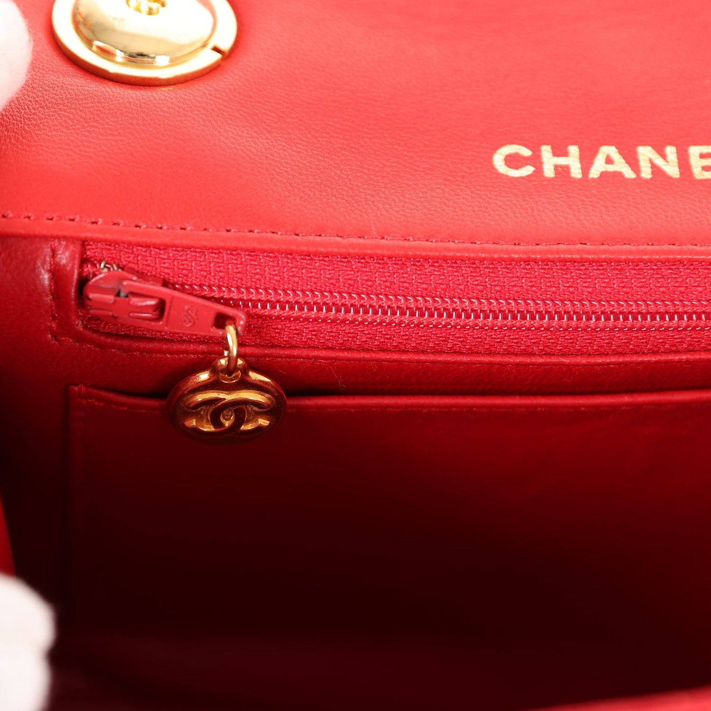 Vintage Chanel Top Handle Flap Red Lambskin Gold Hardware