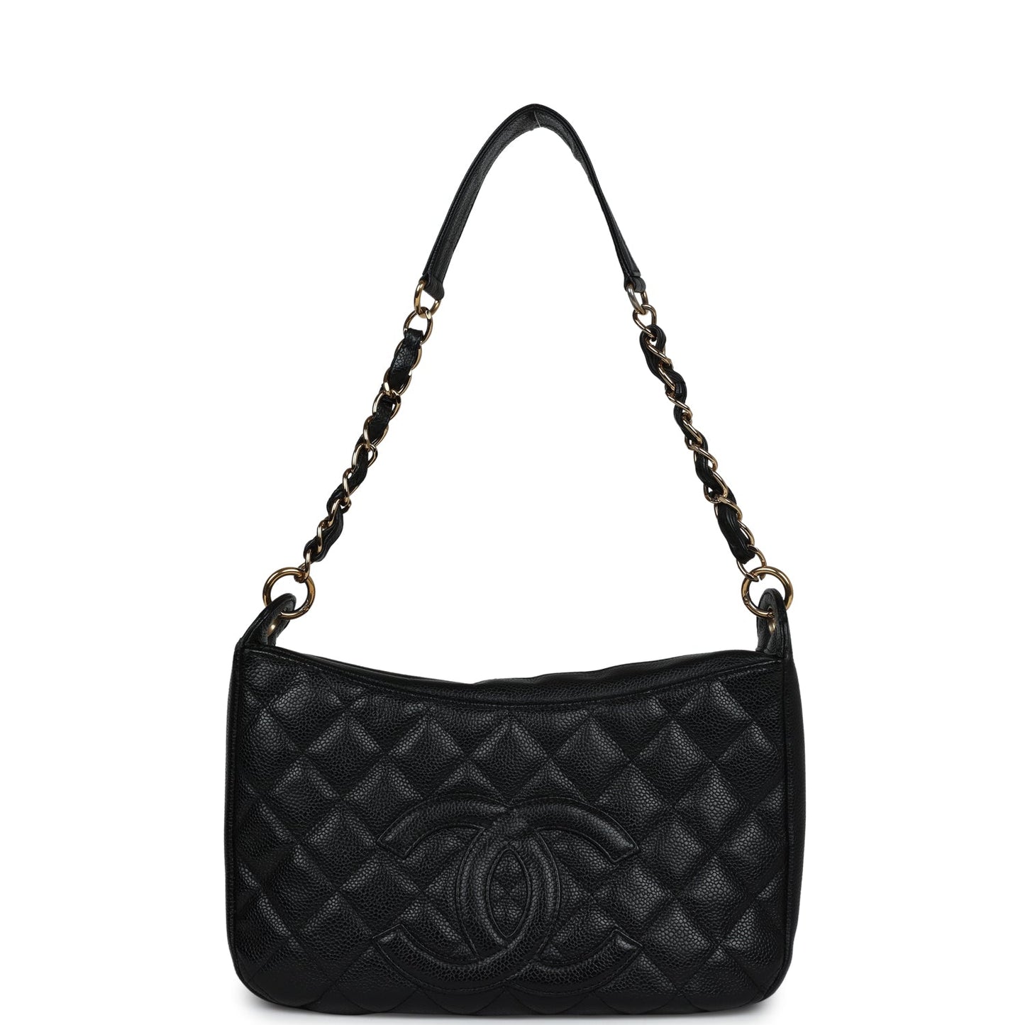 Vintage Chanel Timeless CC Hobo Bag Black Caviar Gold Hardware