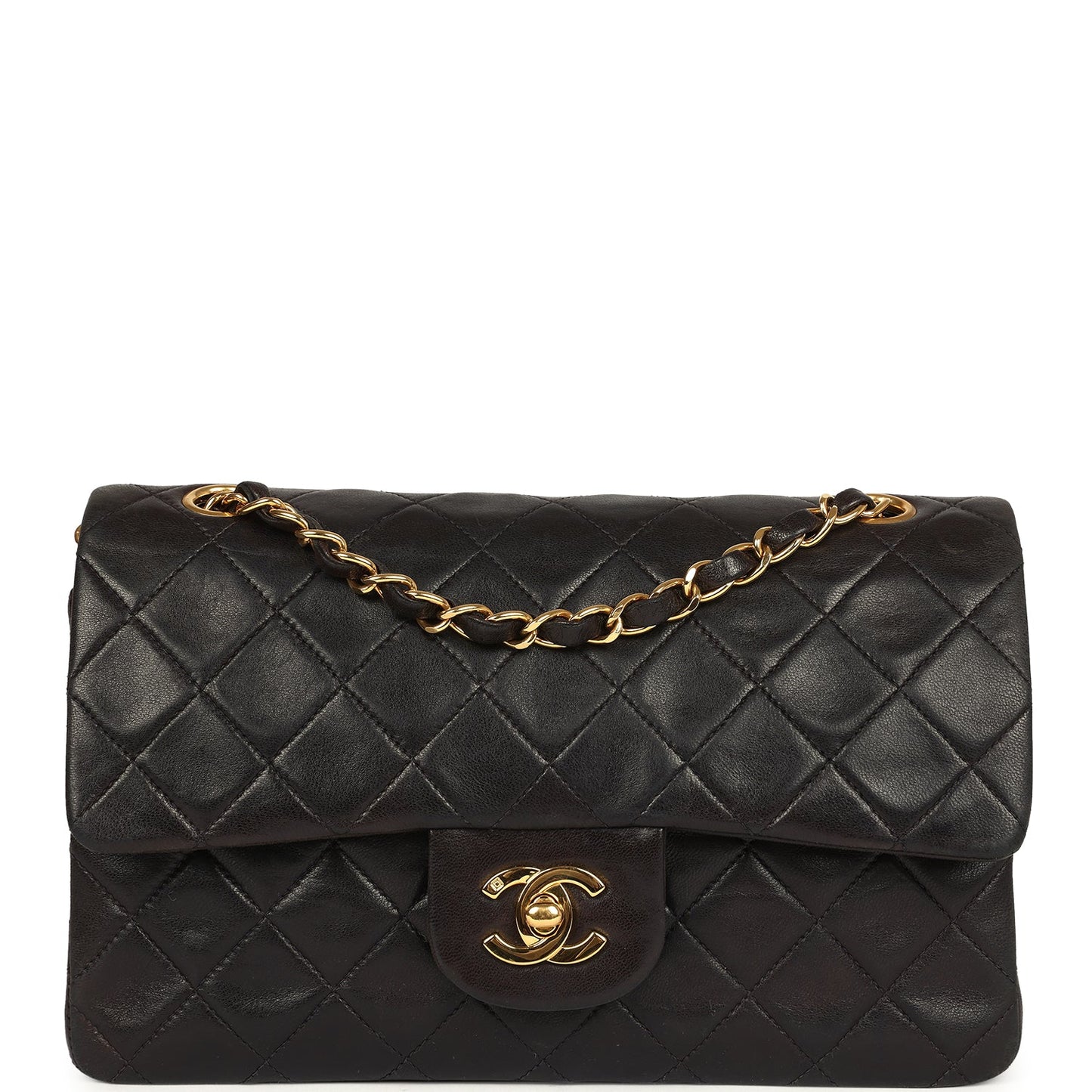 Vintage Chanel Small Classic Flap Black Lambskin Gold Hardware