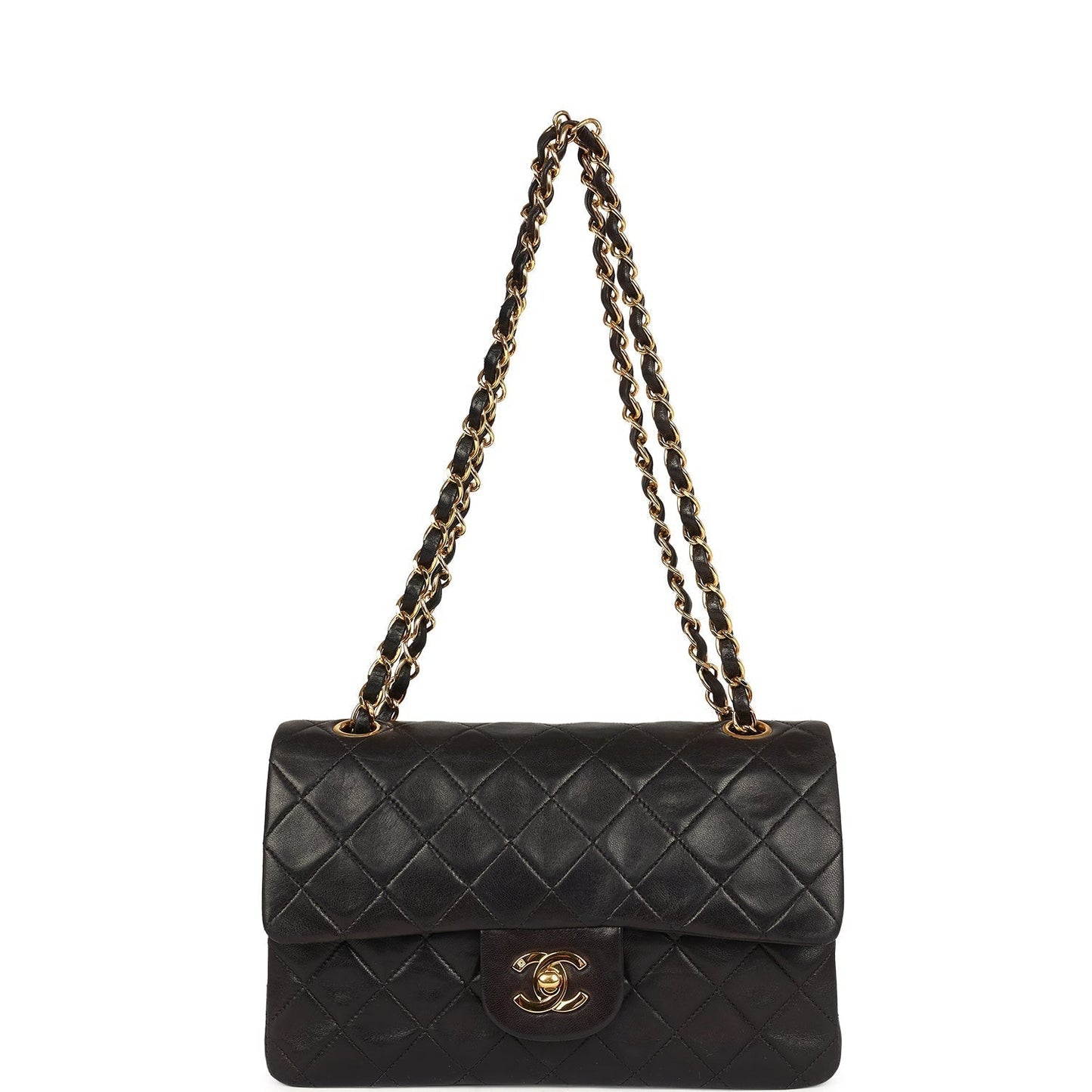 Vintage Chanel Small Classic Flap Black Lambskin Gold Hardware