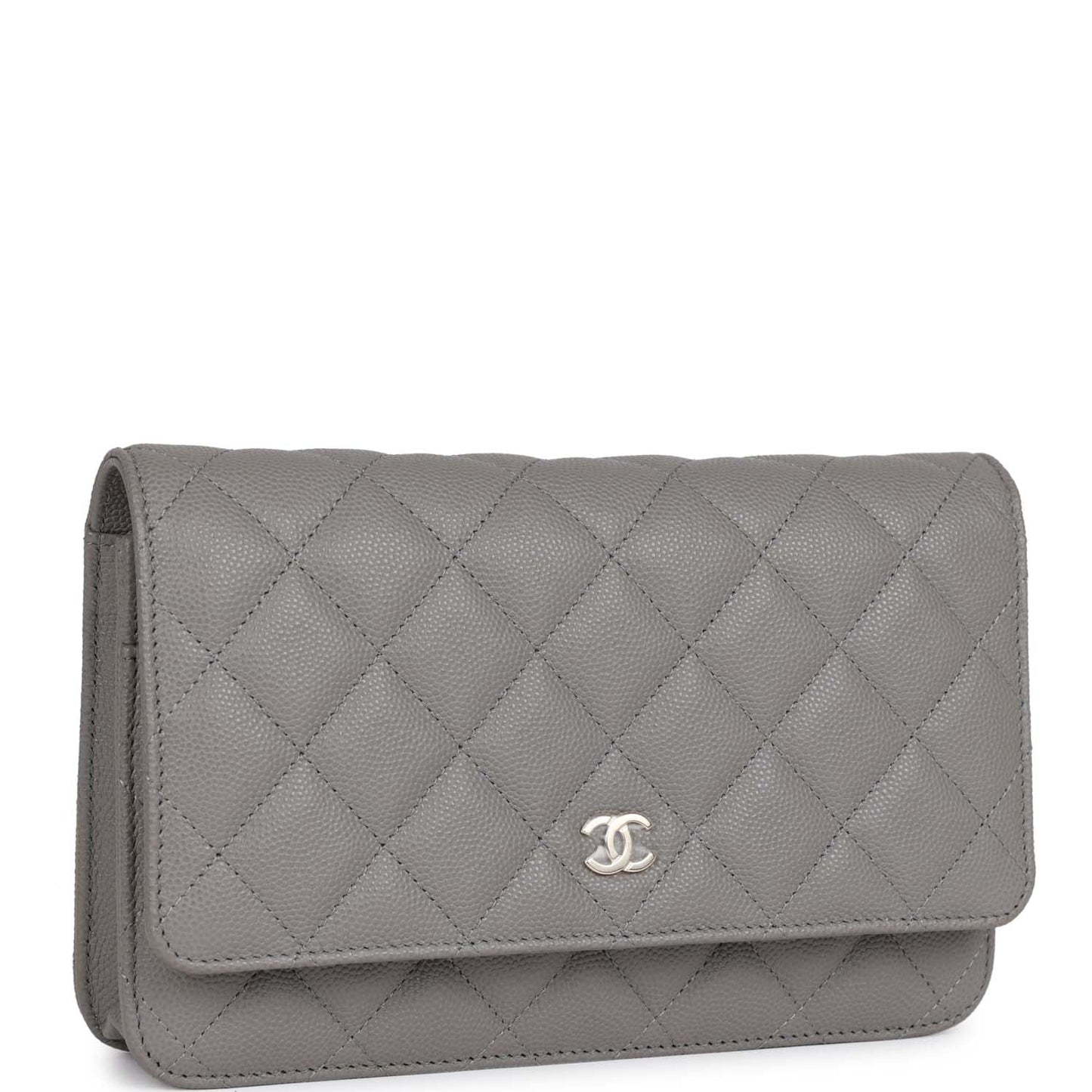 Chanel Wallet on Chain WOC Grey Caviar Light Gold Hardware