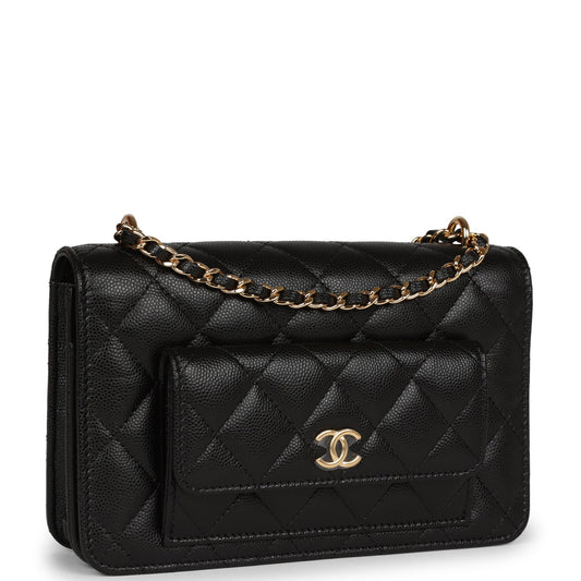 Chanel Pocket Twins Wallet on Chain WOC Black Caviar Gold Hardware