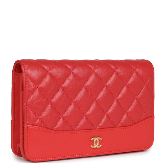 Chanel Gabrielle Wallet On Chain WOC Red Aged Calfskin Mixed Hardware