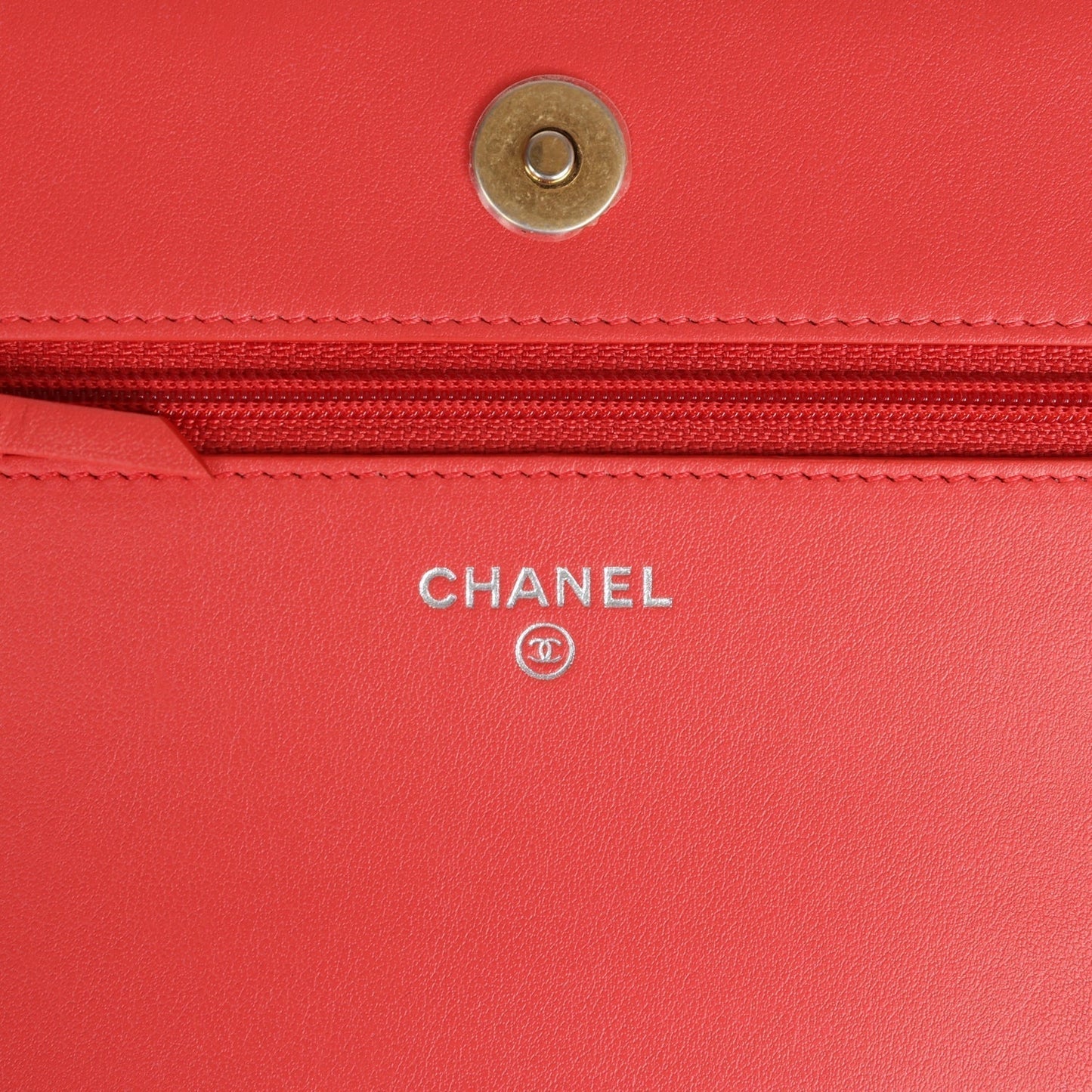 Chanel Gabrielle Wallet On Chain WOC Red Aged Calfskin Mixed Hardware