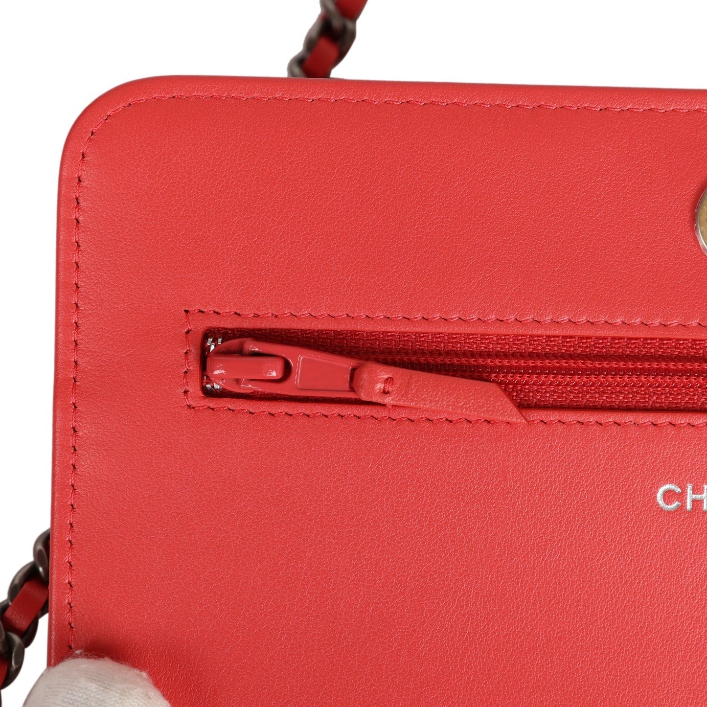 Chanel Gabrielle Wallet On Chain WOC Red Aged Calfskin Mixed Hardware