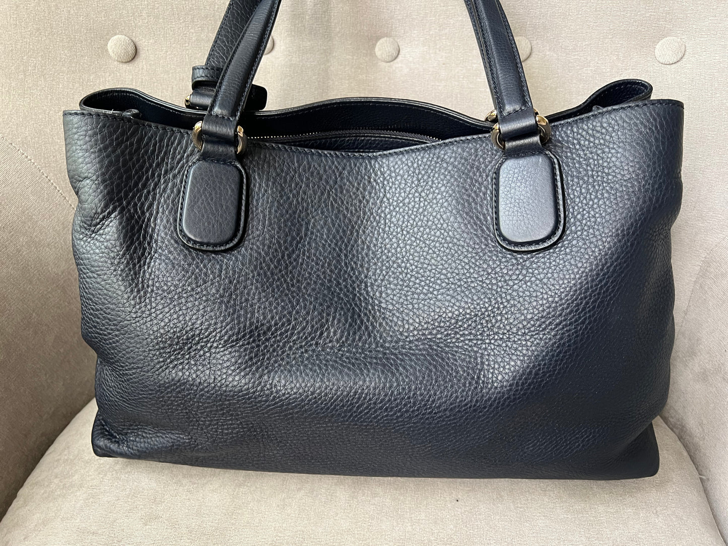 Gucci Soho Working Tote in Navy Blue Pebbled Calfskin