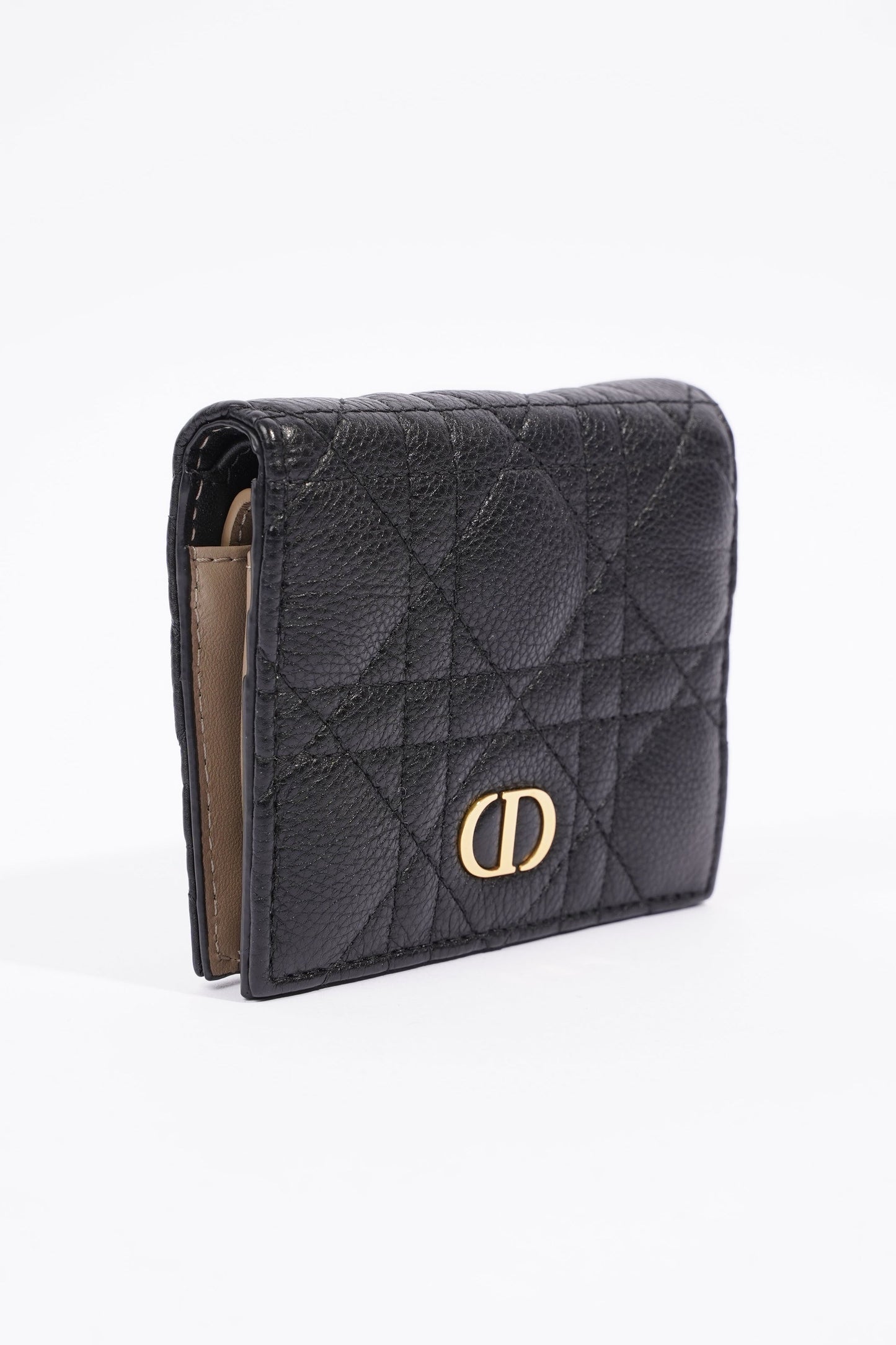 Christian Dior Caro Wallet Small Black / Taupe Leather Small