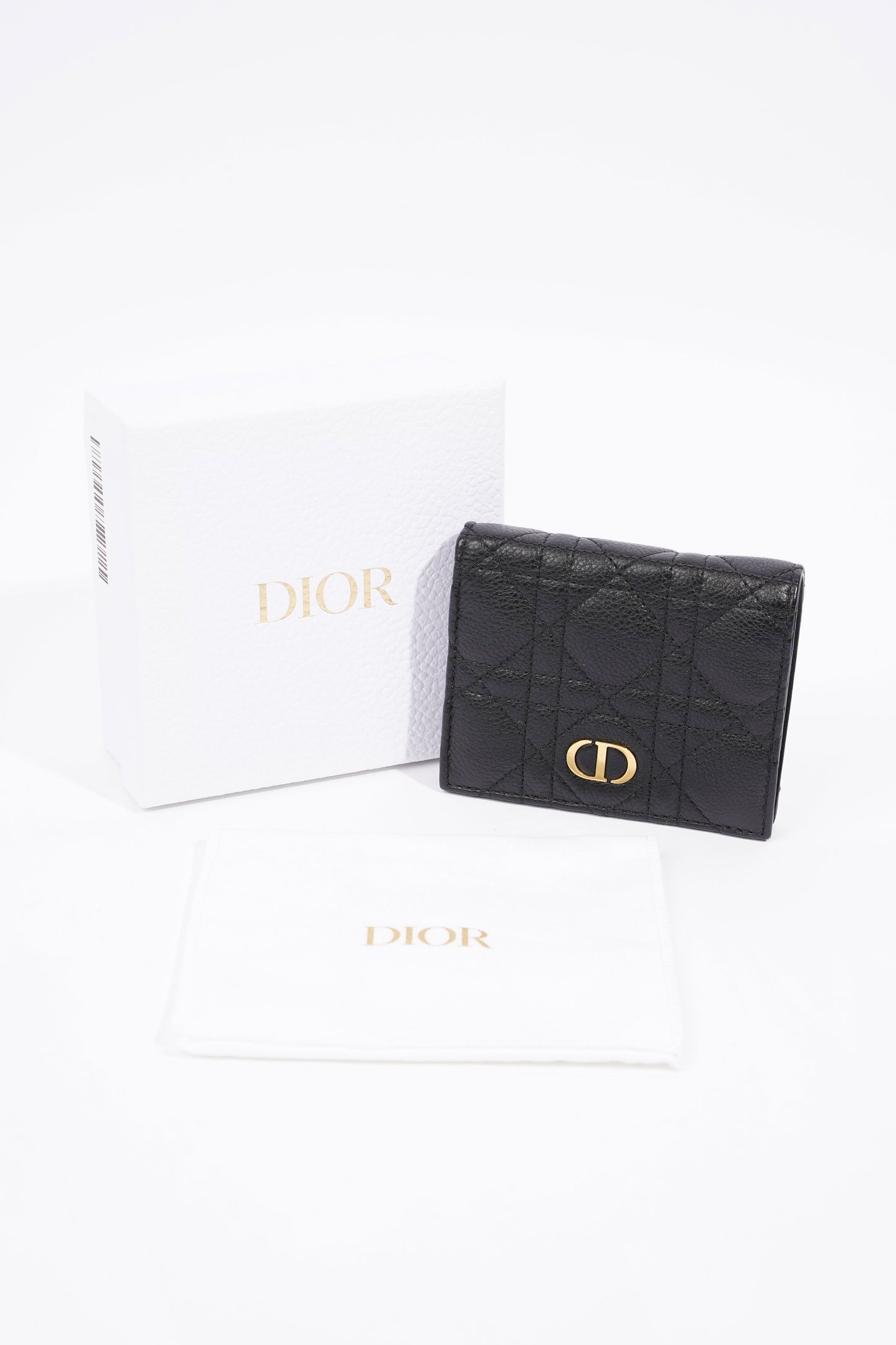 Christian Dior Caro Wallet Small Black / Taupe Leather Small