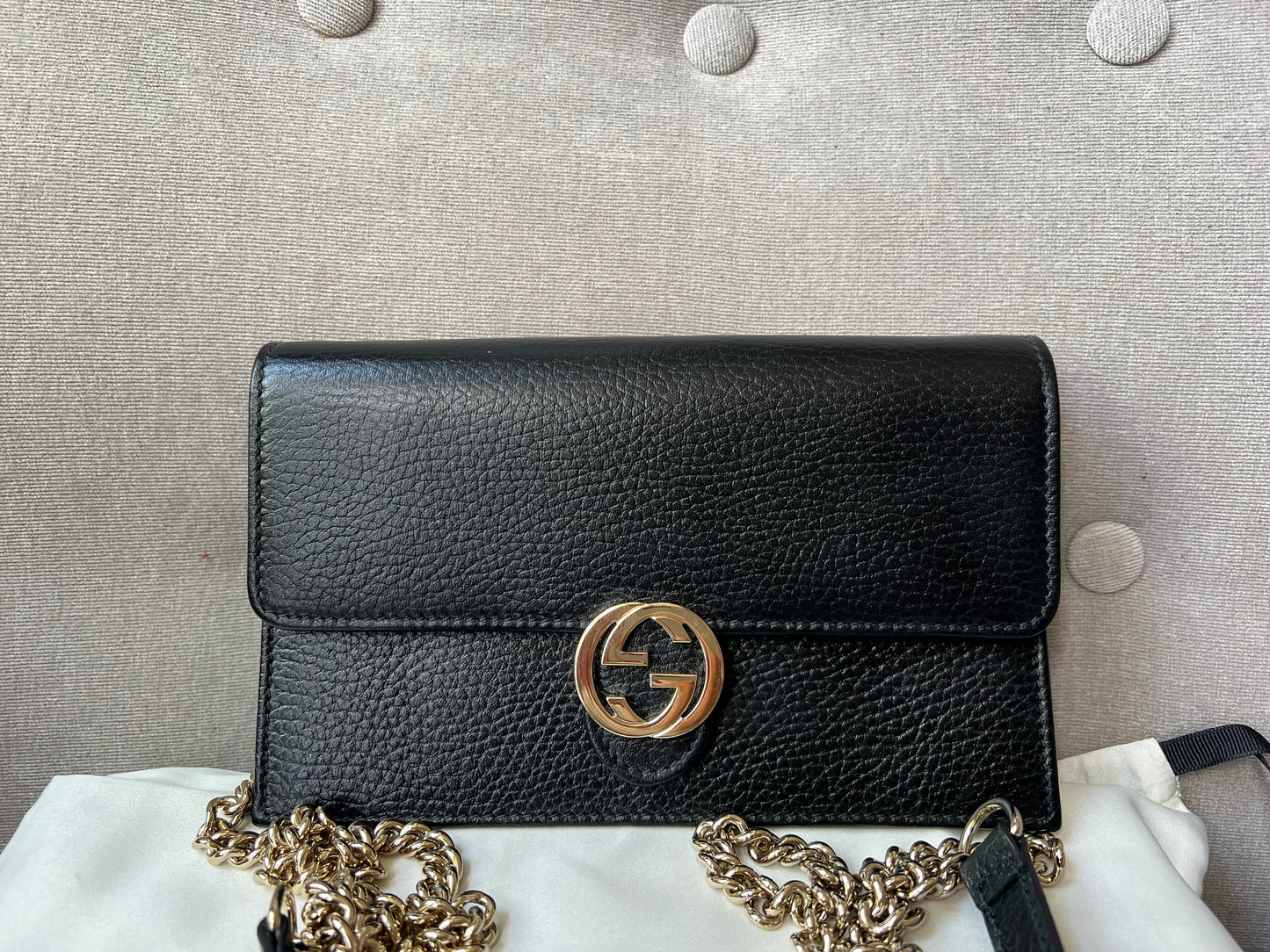 Gucci Black Interlocking GG Chain Wallet