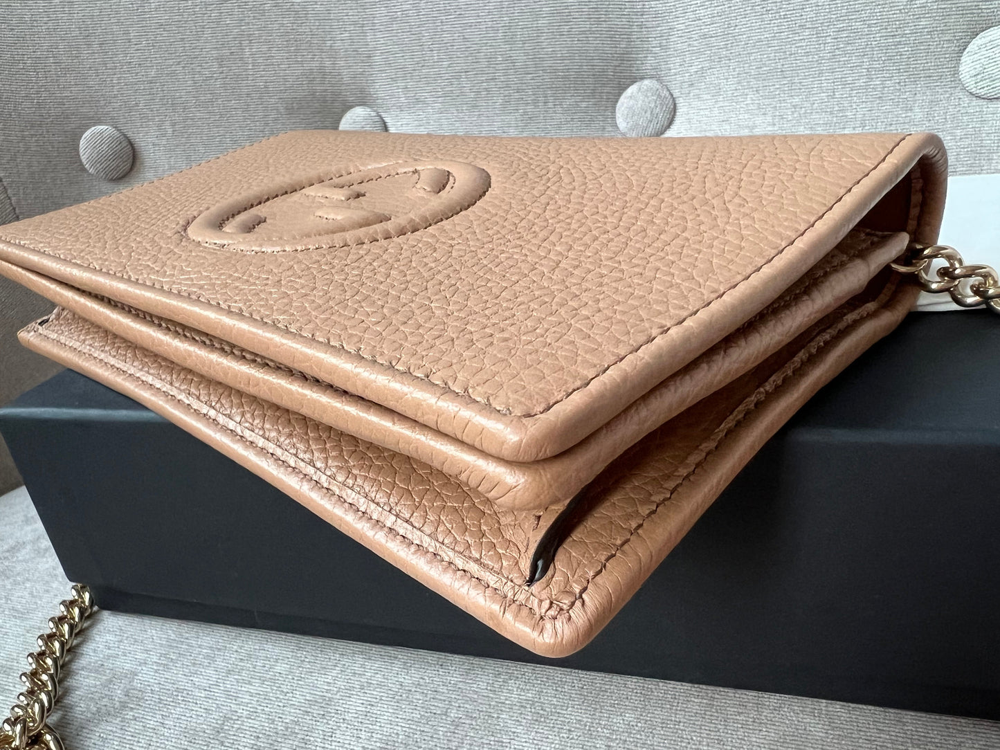 Gucci Rose Beige Soho Chain Wallet