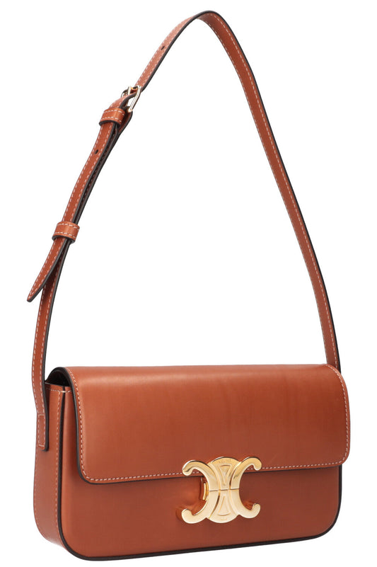 CELINE Triomphe Shoulder Bag Brown Tan