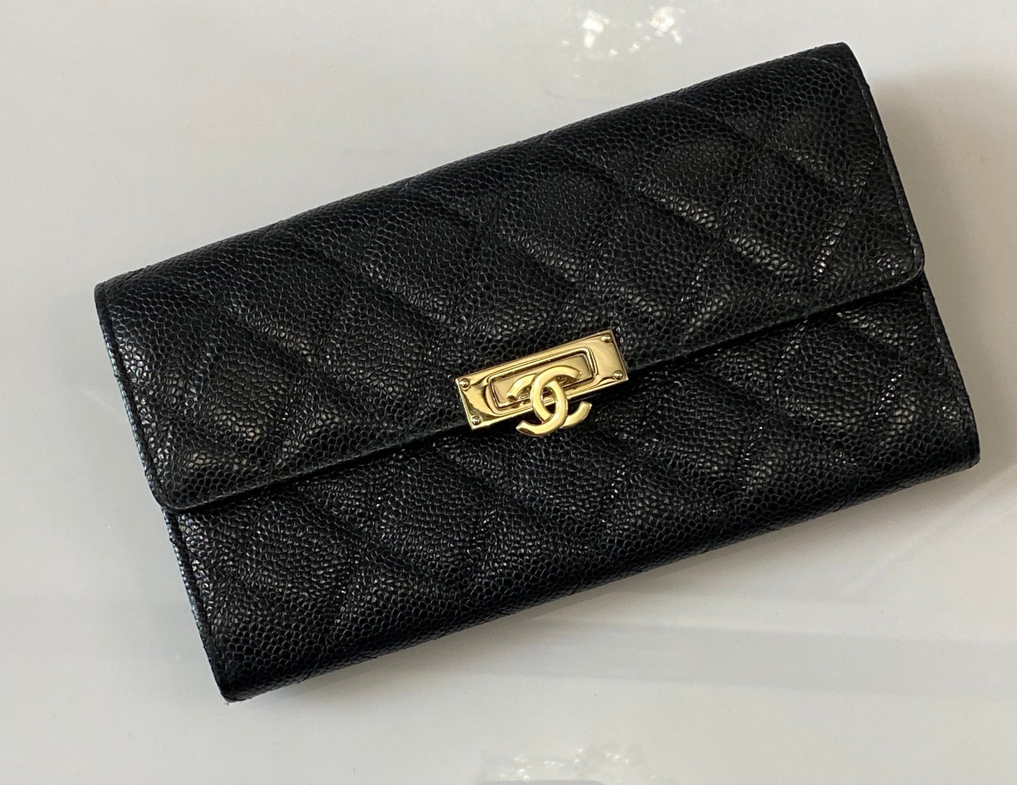 CHANEL COCO CAVIAR MATELASSE LONG WALLET