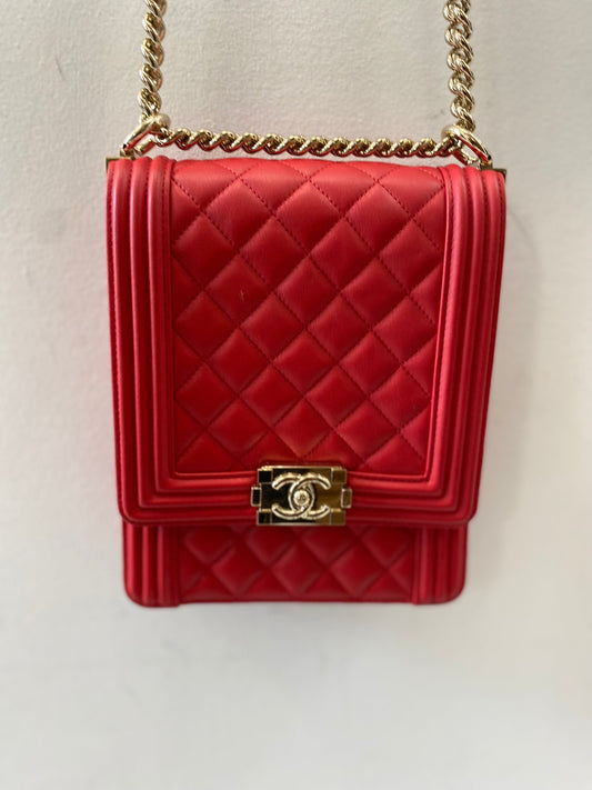 CHANEL CALFSKIN QUILTED NORTH SOUTH BOY FLAP BAG