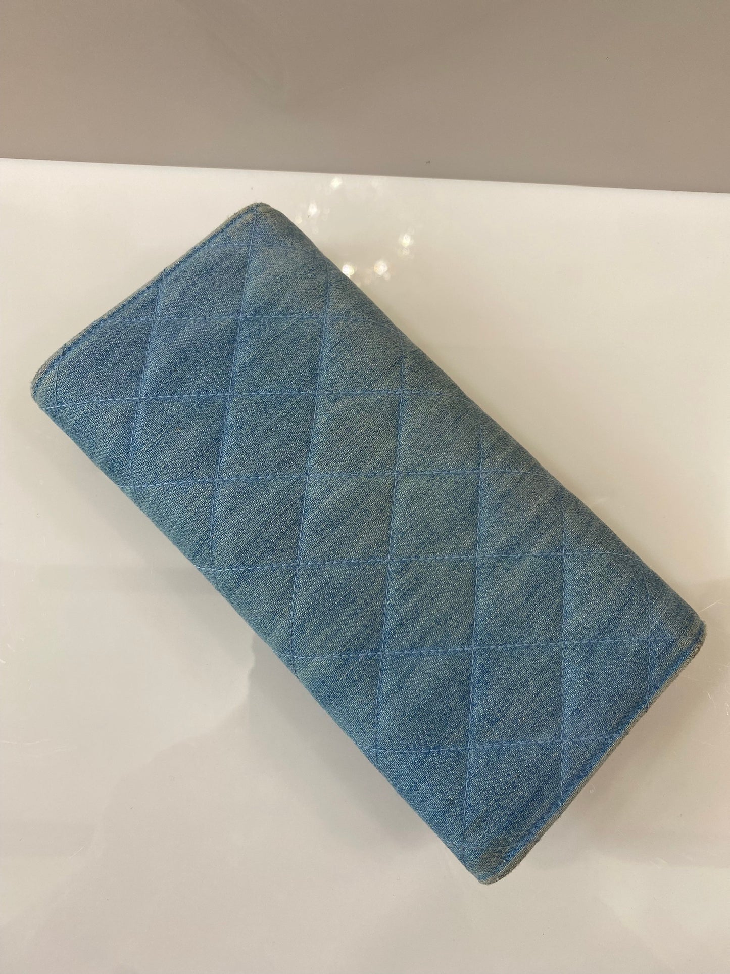 CHANEL DENIM 2.55 QUILTED LONG WALLET