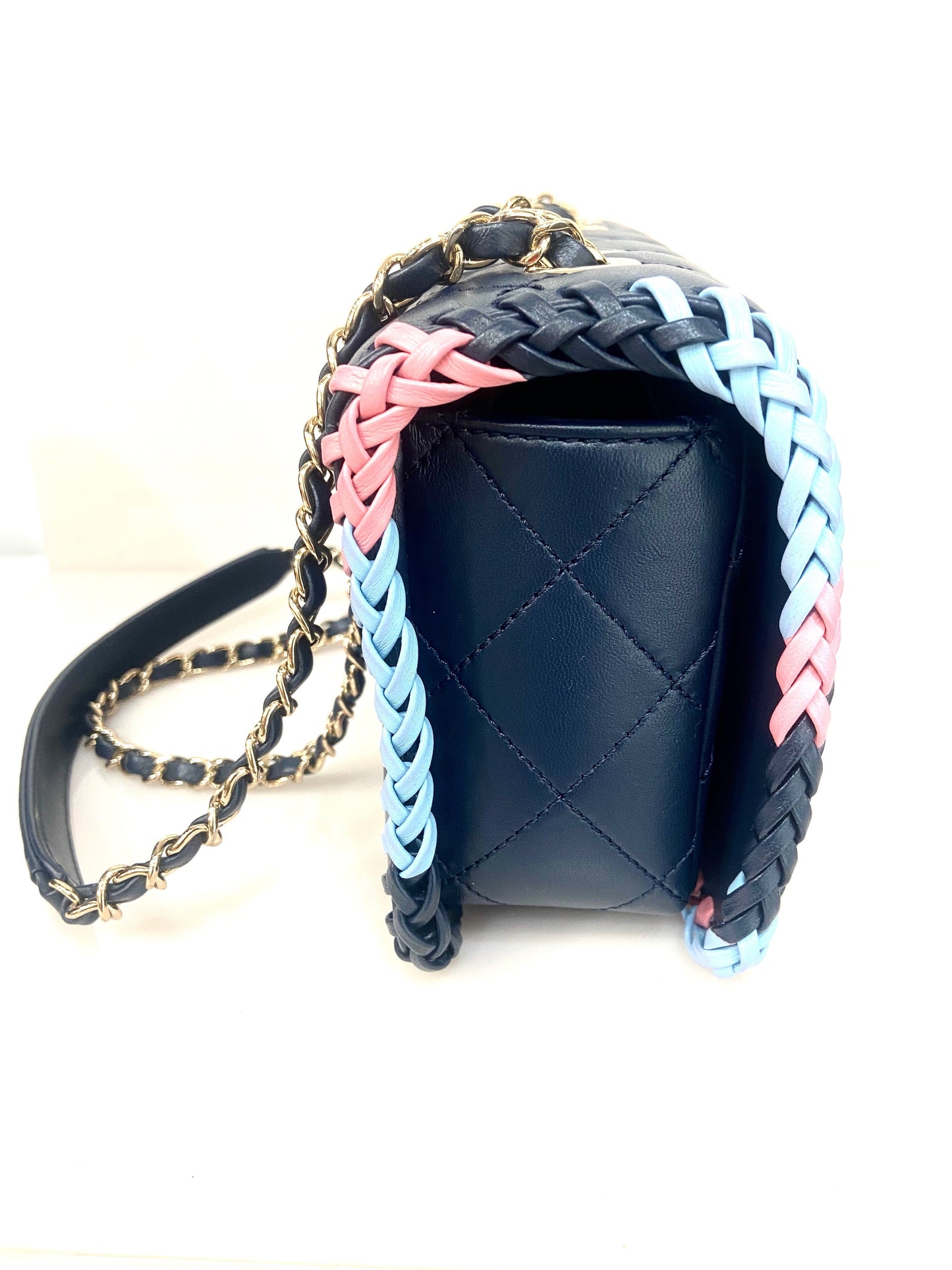 CHANEL QUILTED LAMBSKIN BRAIDED TRIM FLAP BAG