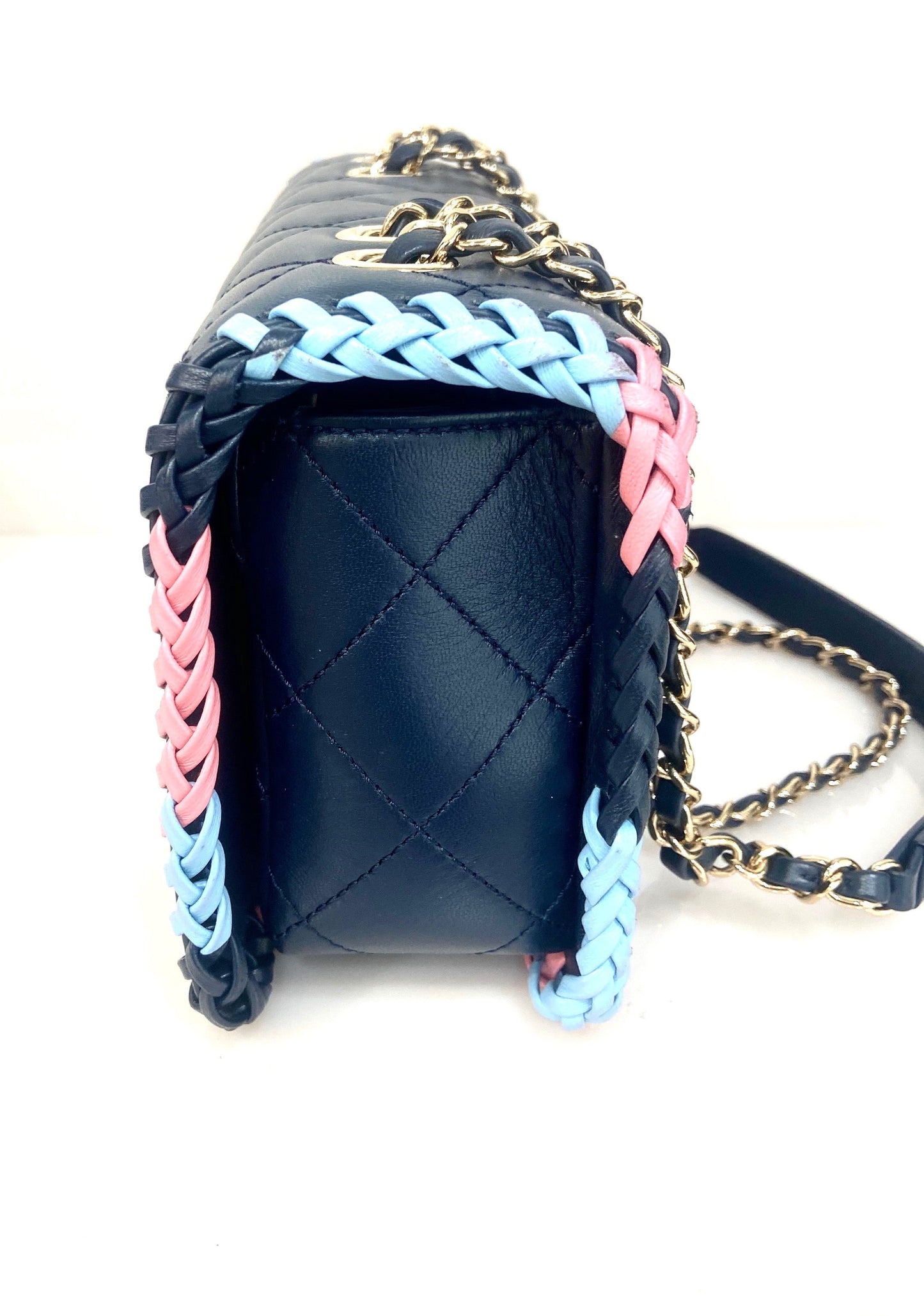 CHANEL QUILTED LAMBSKIN BRAIDED TRIM FLAP BAG